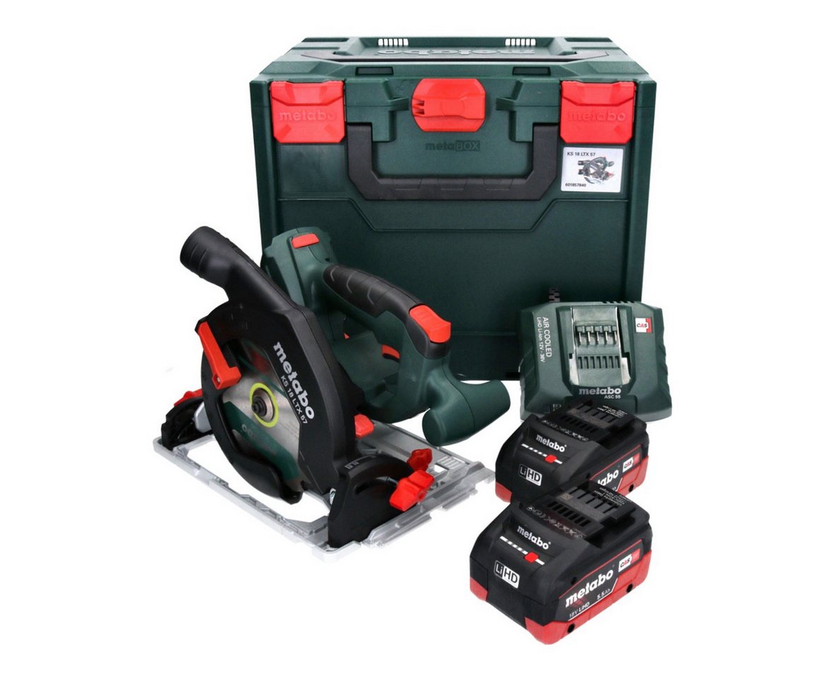 Thumbnail - metabo Kompakt-Handkreissäge KS 18 LTX 57 Akku Handkreissäge 18 V 165 mm + 2x Akku 5,5 Ah + Ladege