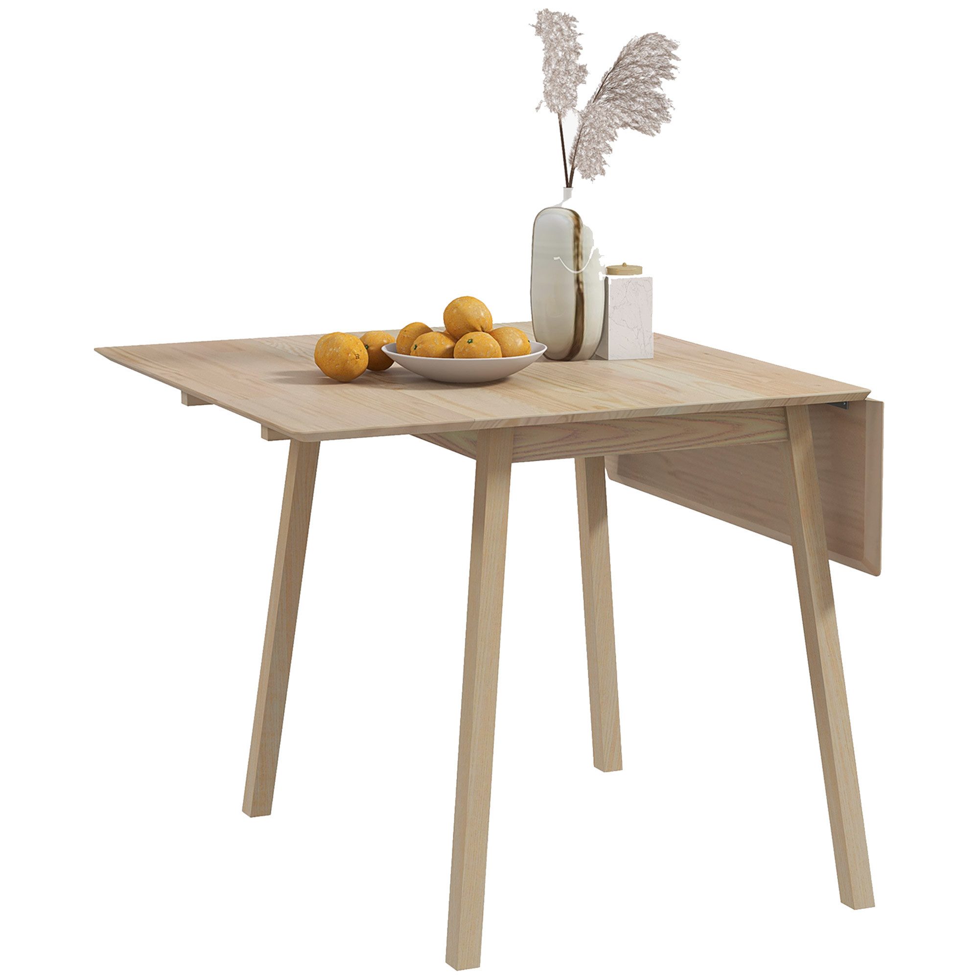 HOMCOM Klapptisch Klappbarer Esszimmertisch im Landhausstil für Kleine Räume (Küchentisch, 1-St., Esstisch), für Esszimmer, Küche, Natur – Bild 2 von 5