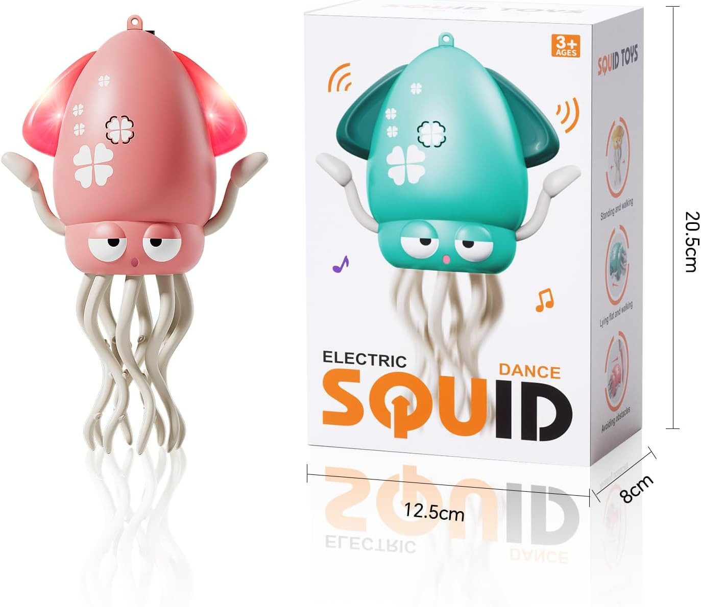 FELIXLEO Lernspielzeug Tanzender krabbelnder Oktopus LED Musik interaktives Spielzeug Rot (1-St)