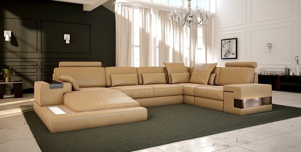 JVmoebel Ecksofa, Wohnlandschaft Polster Couch XXL Big Sofa Bellini Design Ledersofa