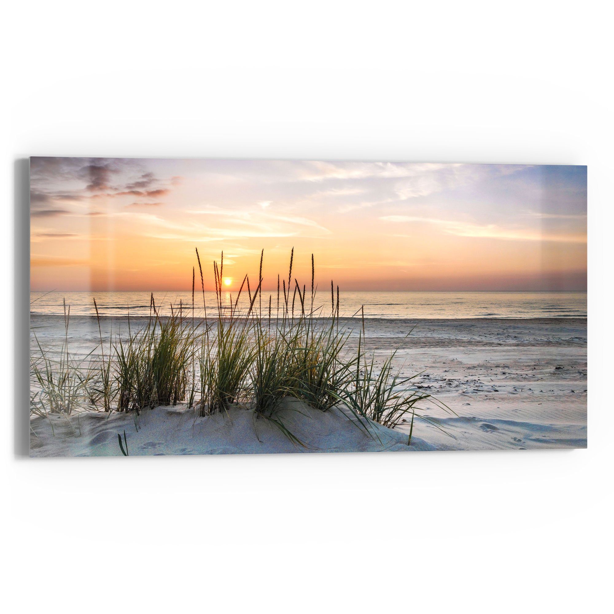 DEQORI Glasbild 'Sonnenuntergang am Strand', 'Sonnenuntergang günstig online kaufen