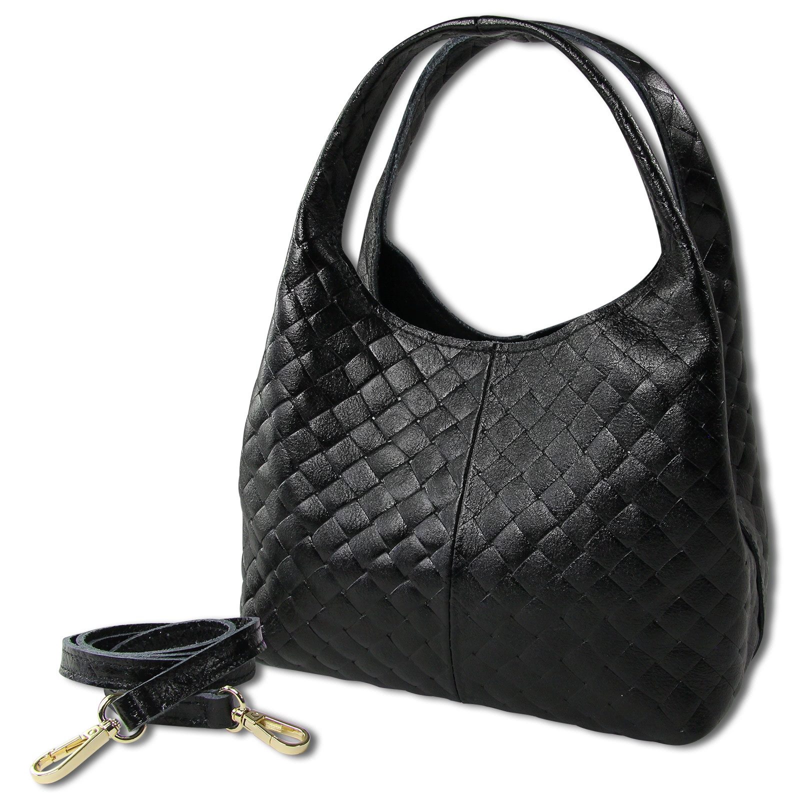 Toscanto Schultertasche Toscanto Damen Schultertasche Leder (Schultertasche), Damen Schultertasche Leder, schwarz ca. 23cm x ca. 21cm – Bild 2 von 5
