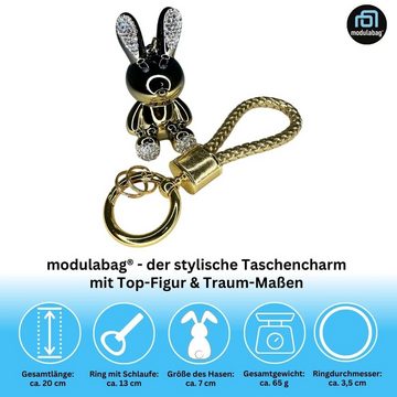 modulabag Schlüsselanhänger Taschenanhänger Hase - Charm - Glitzer - Glücksbringer, in 2 unterschiedlichen Farben erhältlich