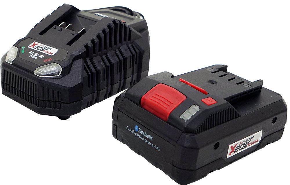 PARKSIDE PERFORMANCE® Akku-Winkelschleifer 20V AP 20-Li F6 inkl. 4Ah Smart Akku und 4,5A Ladegerät, Einfacher Scheibenwechsel durch Spindelarretierung (Spindle Lock)