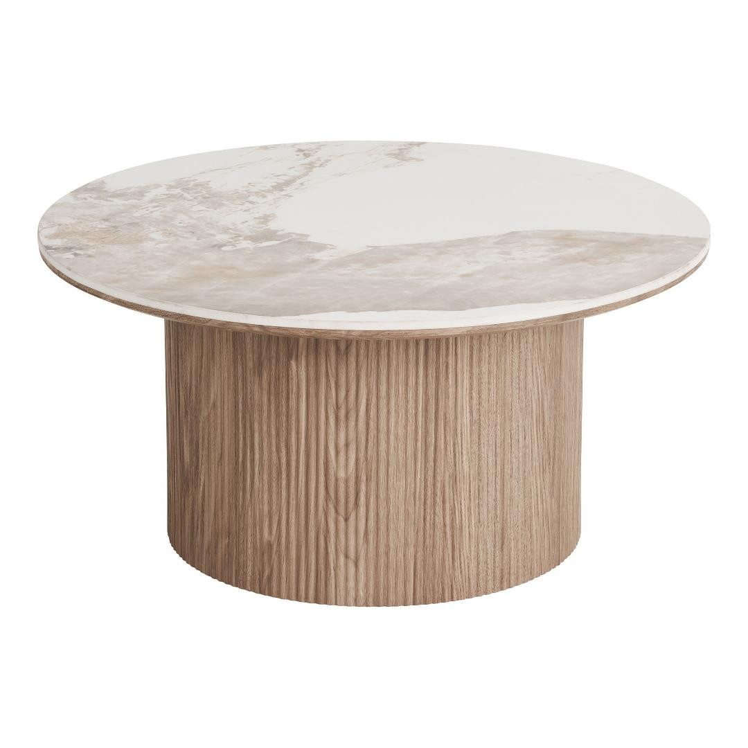 ebuy24 Couchtisch Minamata Couchtisch Ø80cm, Keramik-Tischplatte wei (1-St)