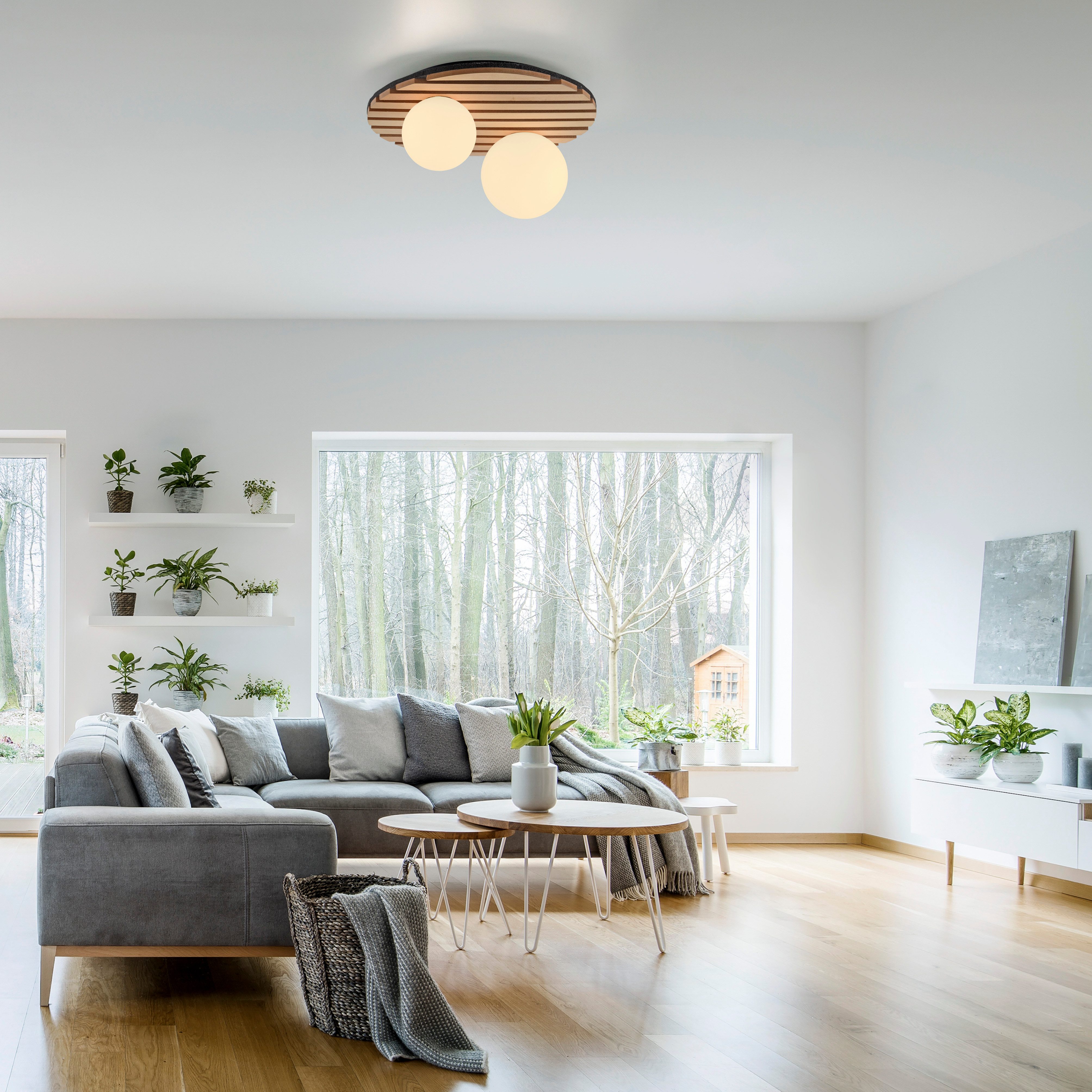 my home Deckenleuchte Erinette Akustikpaneele mit Glaskugel, Leuchtmittel w günstig online kaufen