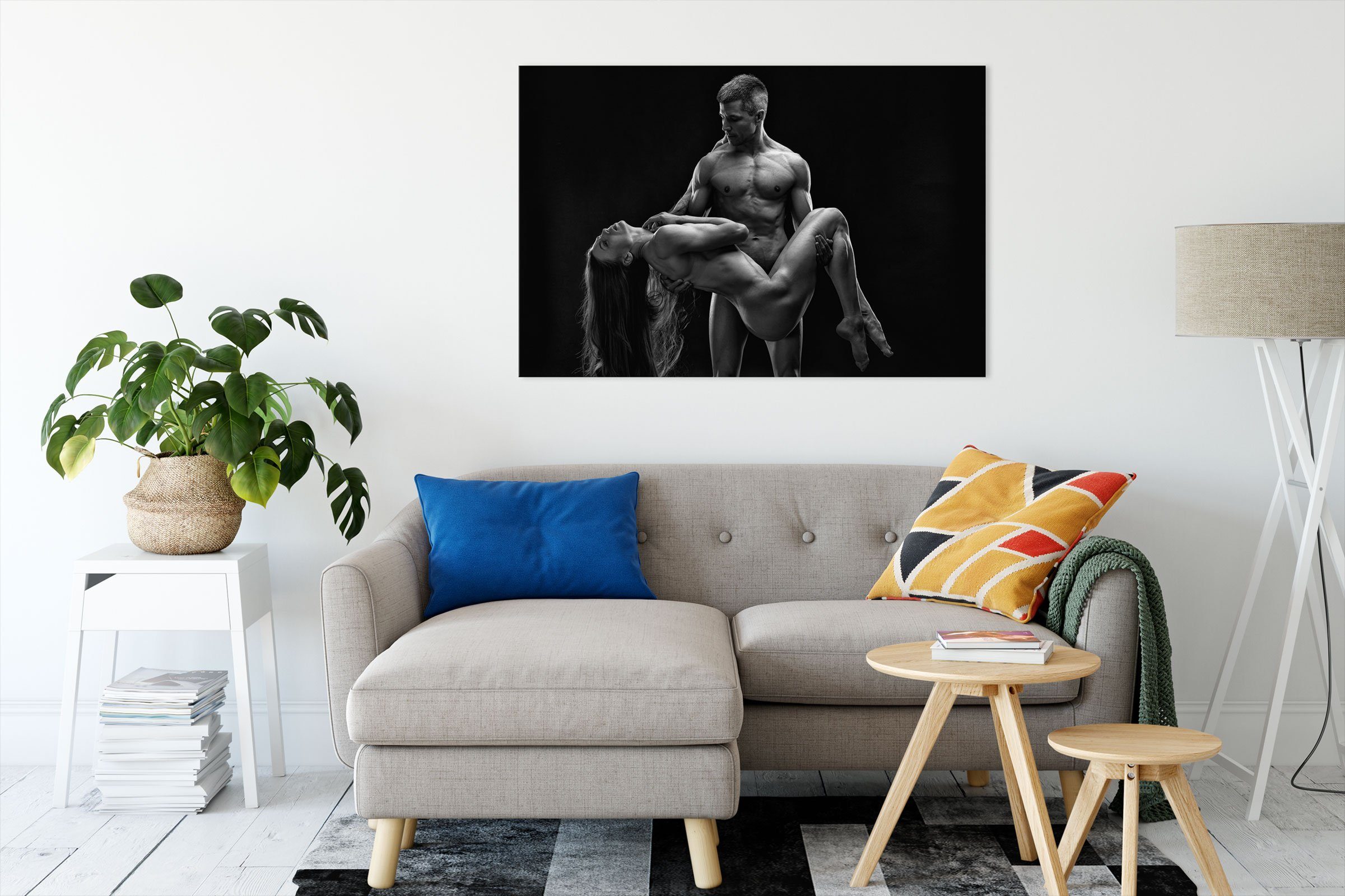 Pixxprint Leinwandbild Nude sexy Paar Kunst B&W, Nude sexy Paar Kunst B&W (1 St), Leinwandbild fertig bespannt, inkl. Zackenaufhänger
