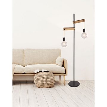 Globo Stehlampe Visso Schwarz/Holz 150cm max. 2 x 60W E27 ohne Leuchtmittel, ohne Leuchtmittel