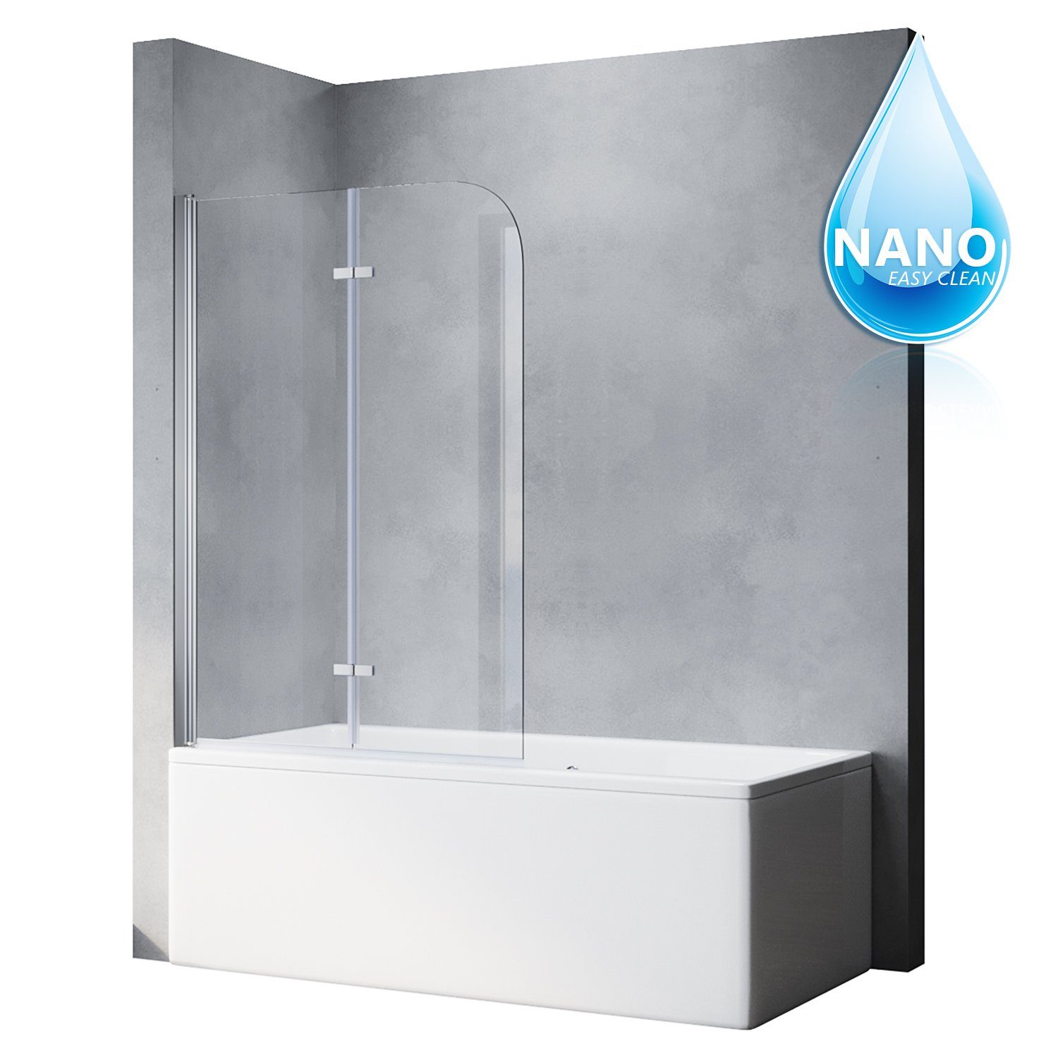 SONNI Badewannenaufsatz 100x130 cm Duschtrennwand Faltwand Faltbar Duschabt günstig online kaufen