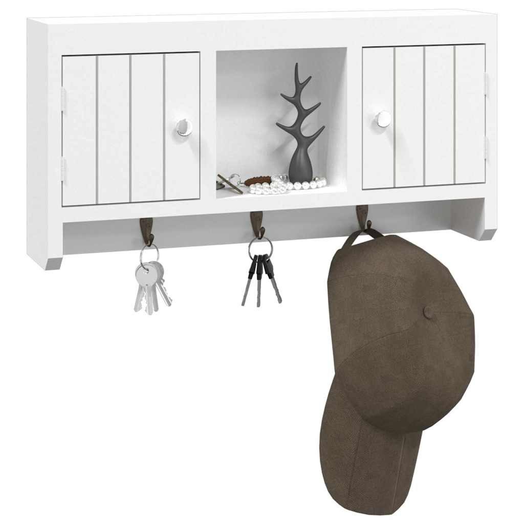 vidaXL Schlüsselkasten Schlüsselschrank Weiß 40x8,5x20 cm Holzwerkstoff & Stahl (1 St)
