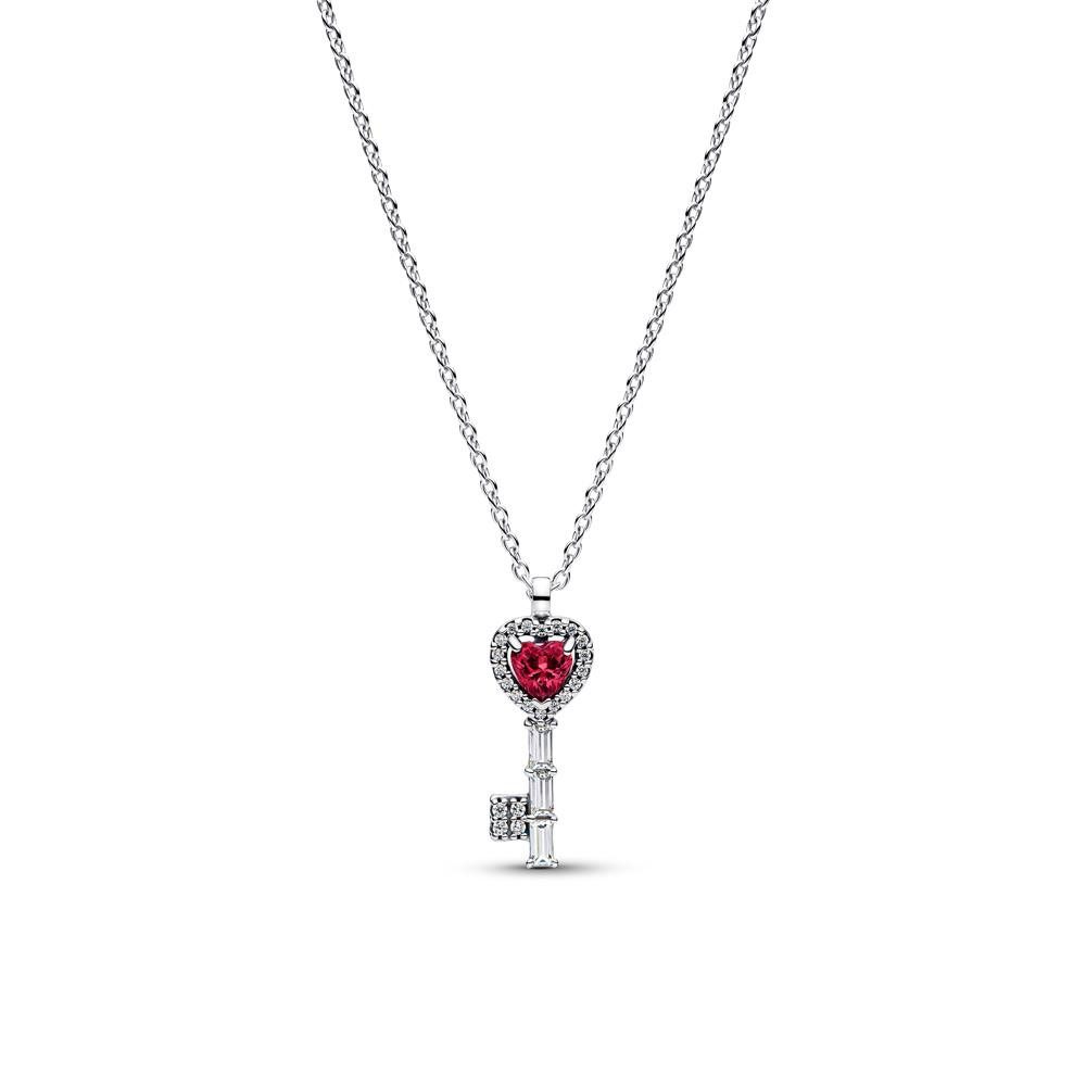 Pandora Kette mit Anhänger PANDORA Damenkette Herzschlüssel, Timeless, Sterlingsilber