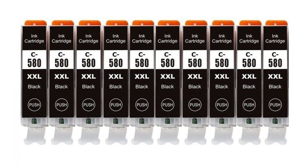 inkpro 10 x Druckerpatrone kompatibel mit Canon PGI-580 XXL schwarz, Tintenpatrone (für Pixma TR7500, TR7520, TR7550, TR7650, TR8500, TR8520, TR8550, TR8551, TR8600, TR8620, TR8650, TS6100, TS6150, TS6151, TS6200, TS6220, TS6240, TS6241, TS6250, TS6251, TS6300, TS6350, TS6351, TS705, TS8100, TS8120, TS8150, TS8151, TS8152, TS8200, TS8220, TS8240, TS8241, TS8242, TS8250, TS8251, TS8252, TS8300, TS8350, TS8351, TS8352, TS9100, TS9120, TS9150, TS9155, TS9500, TS9520, TS9521 C, TS9540, TS9541, TS9550, TS9551, 10-tlg., XXL-Füllmenge: je 25,7 ml)