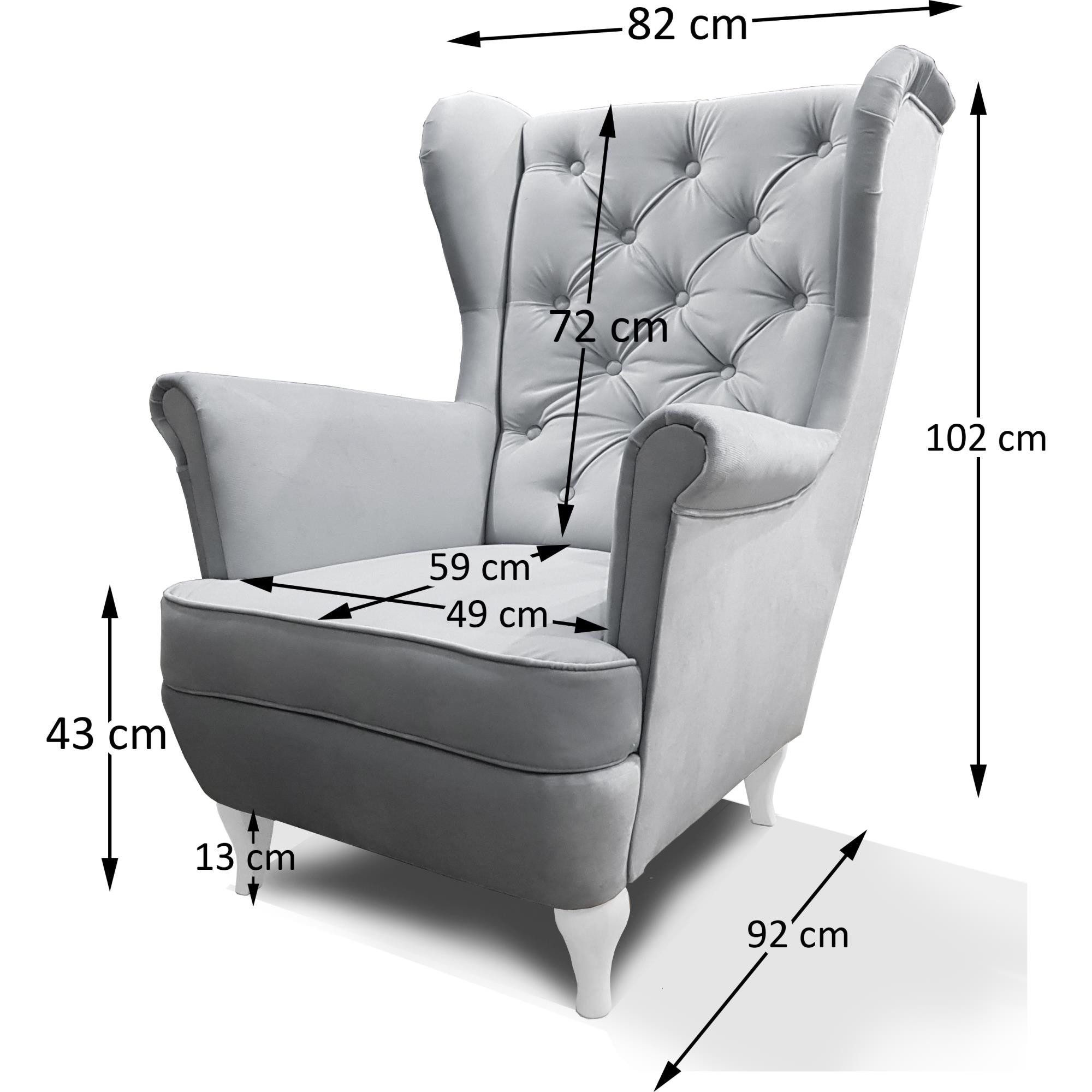 Beautysofa Ohrensessel Sessel FALCO Chesterfield Wohnzimmersessel Fernsehsessel – Bild 5 von 5