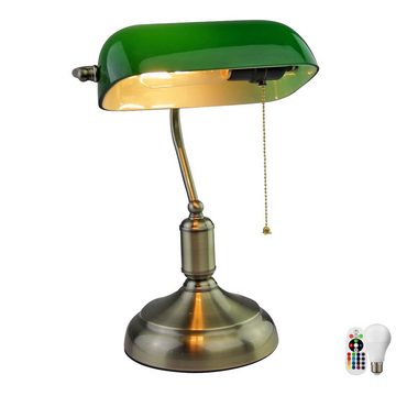 etc-shop LED Tischleuchte, Leuchtmittel inklusive, Warmweiß, Farbwechsel, LED RGB Retro Tisch Lampe Dimmer Fernbedienung Banker
