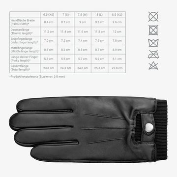 Navaris Lederhandschuhe Touchscreen Leder Handschuhe Herren - Nappa Lammleder - Wolle -