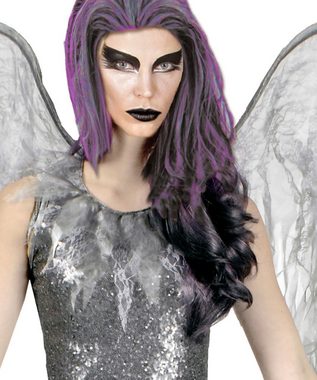 Karneval-Klamotten Kostüm Horror Engel Damenkostüm Totesengel, Graues Engel Kleid Halloween Frauenkostüm mit Flügeln