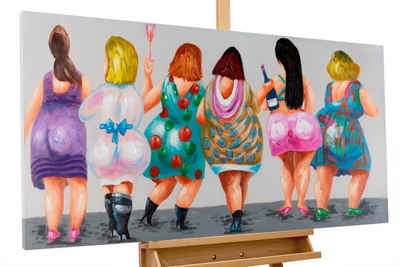 KUNSTLOFT Gemälde Girls Night 120x60 cm, Leinwandbild 100% HANDGEMALT Wandbild Wohnzimmer