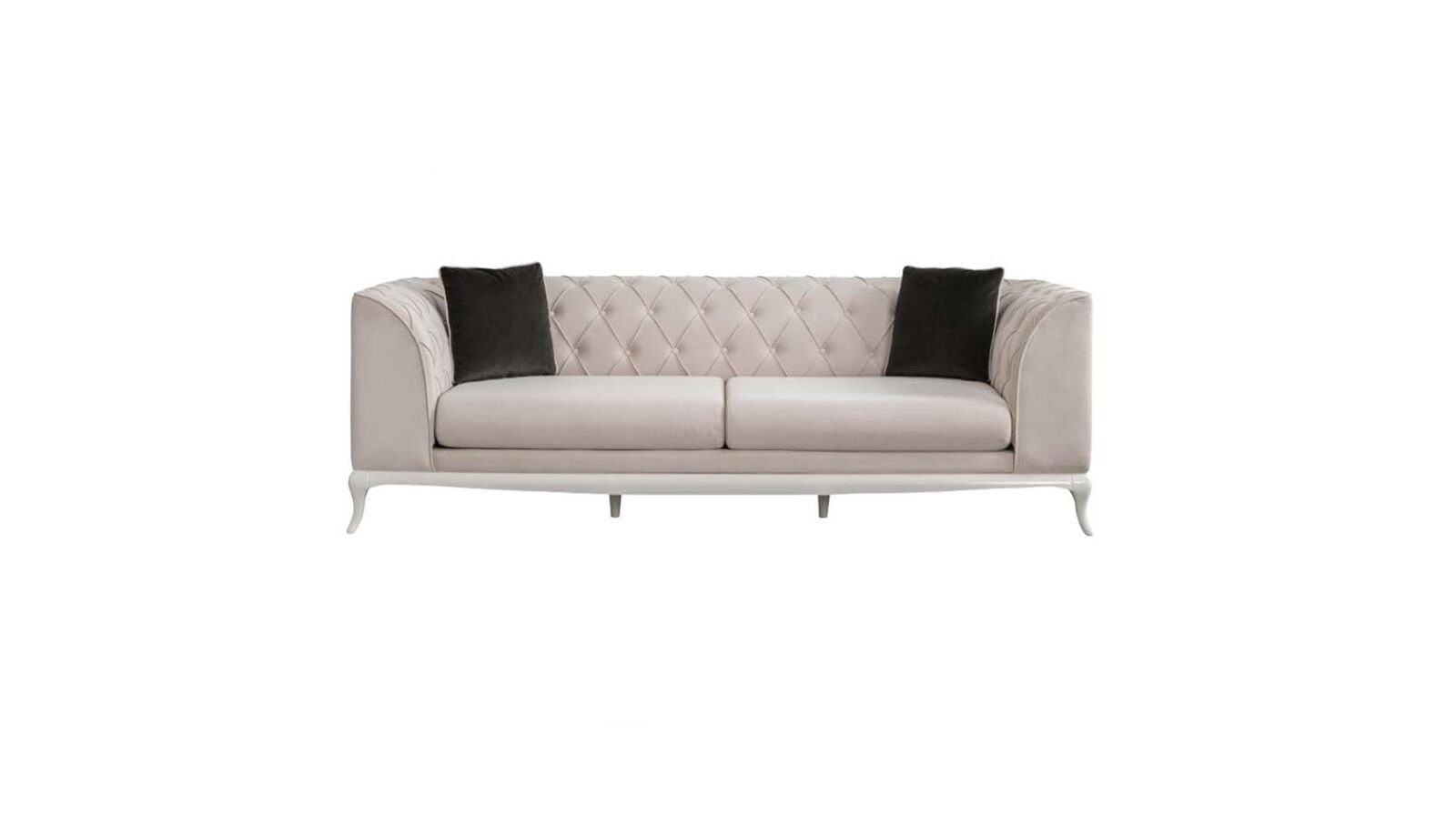 Couch Sofa Dreisitzer 1 Made Europa 3 Stoffsofa Teile, Chesterfield Stoff, in Sofa Beige Sitzer JVmoebel