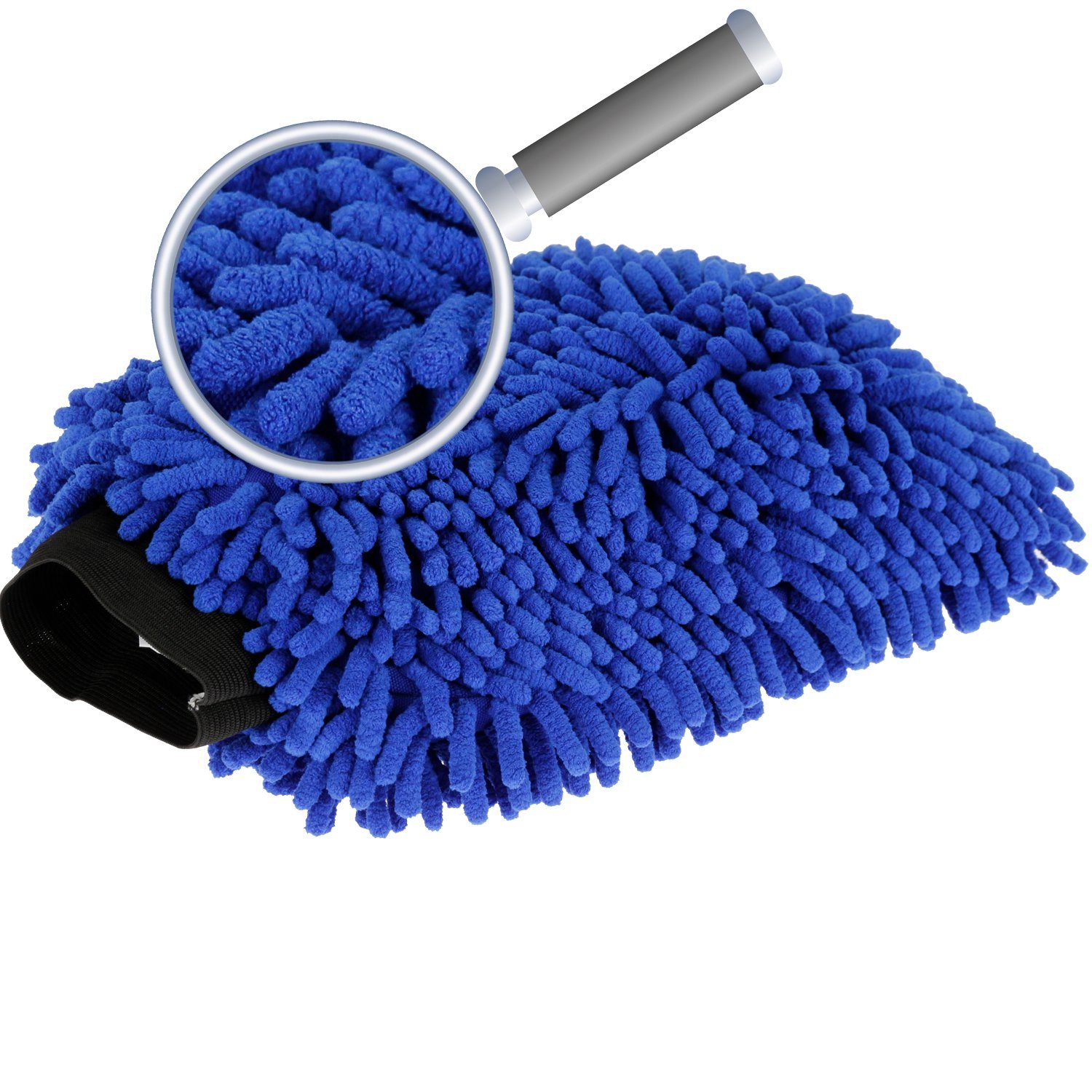 Handschuh Autopflege Waschhandschuh Auto Autowäsche Putzhandschuh Autowaschhandschuh Doppelseitige Reinigungshandschuh Mach1 zum Mikrofaser Waschen Reinigung Chenille Blau: Handschuhe