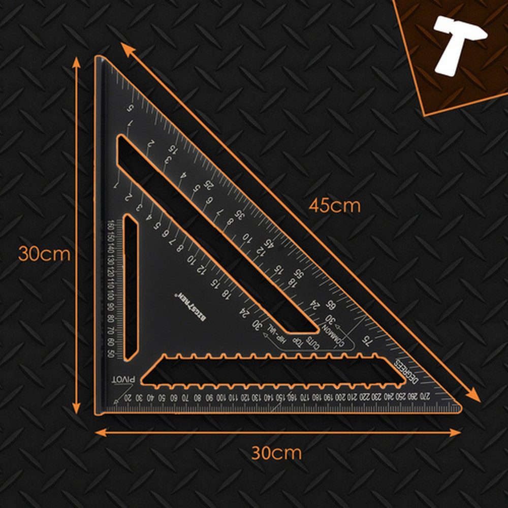 BIGSTREN Zimmermannswinkel Messlineal Zimmermannswinkel, 450x300 mm (Spar-Set, 1-St., präzise Messungen), bruch- und verformungsresistent für langfristige Nutzung