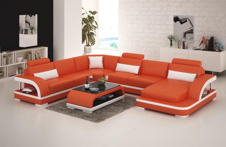 JVmoebel Ecksofa, Ledersofa Couch Wohnlandschaft Ecksofa Eck Design Modern Sofa