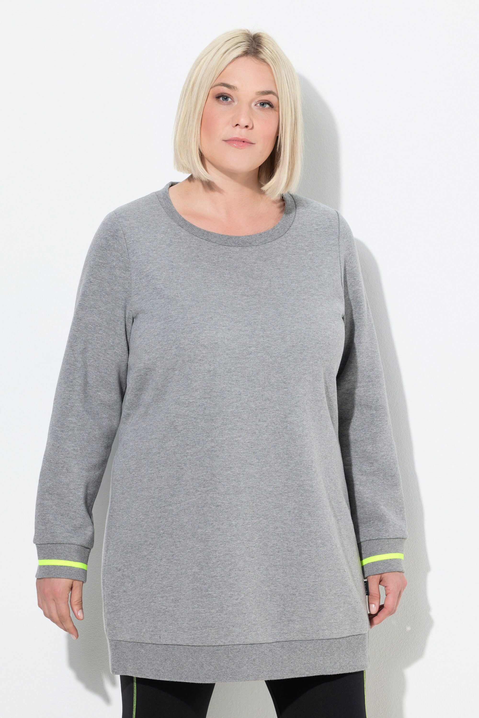 Ulla Popken Sweatshirt Long-Sweater Schriftdruck Rundhals Langarm günstig online kaufen