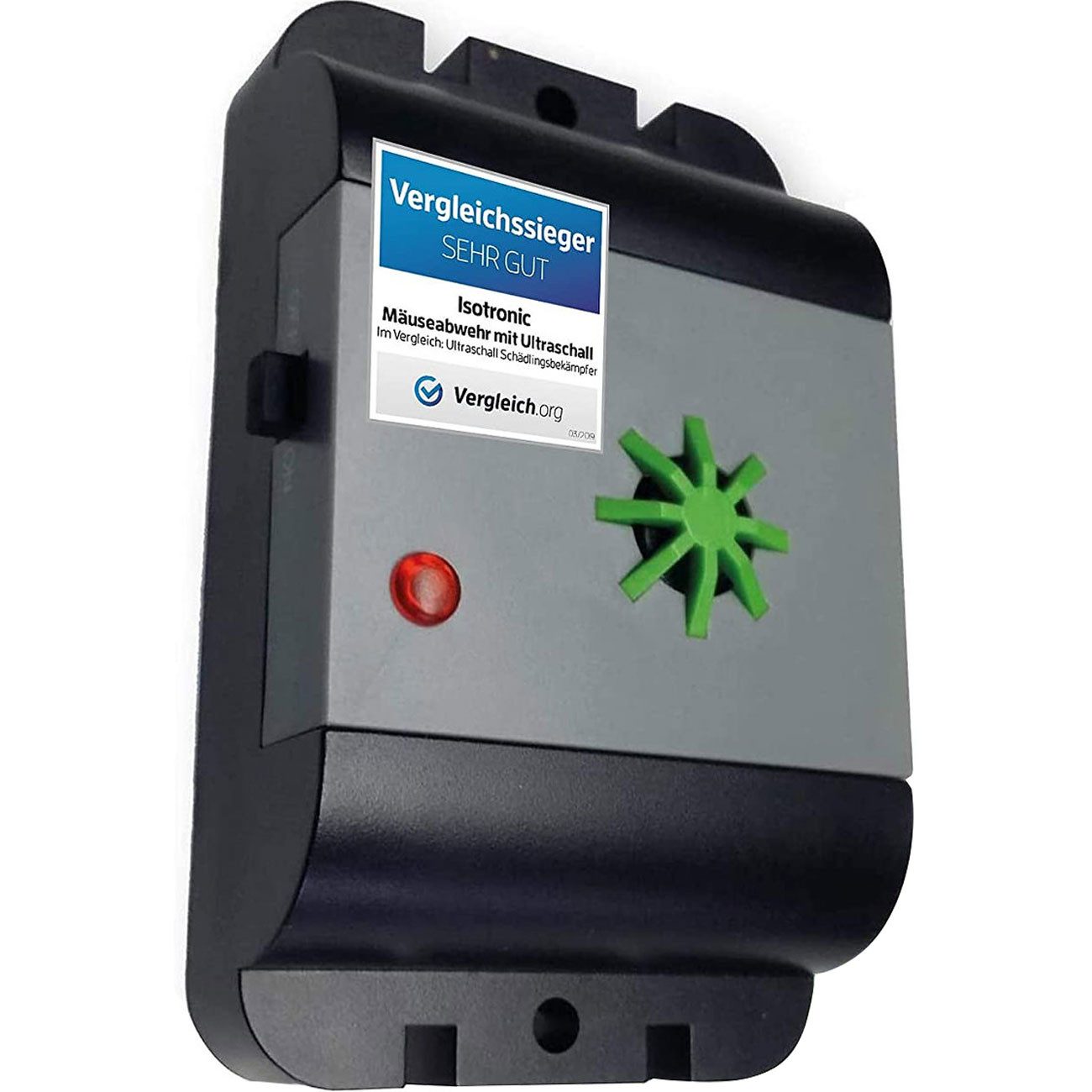 ISOTRONIC Ultraschall-Tierabwehr Mäuse- & Rattenvertreiber Ultraschall, Mobil, IP54, inkl. Batterien, Batteriebetriebener Ultraschall-Nagervertreiber mit IP54-Schutz