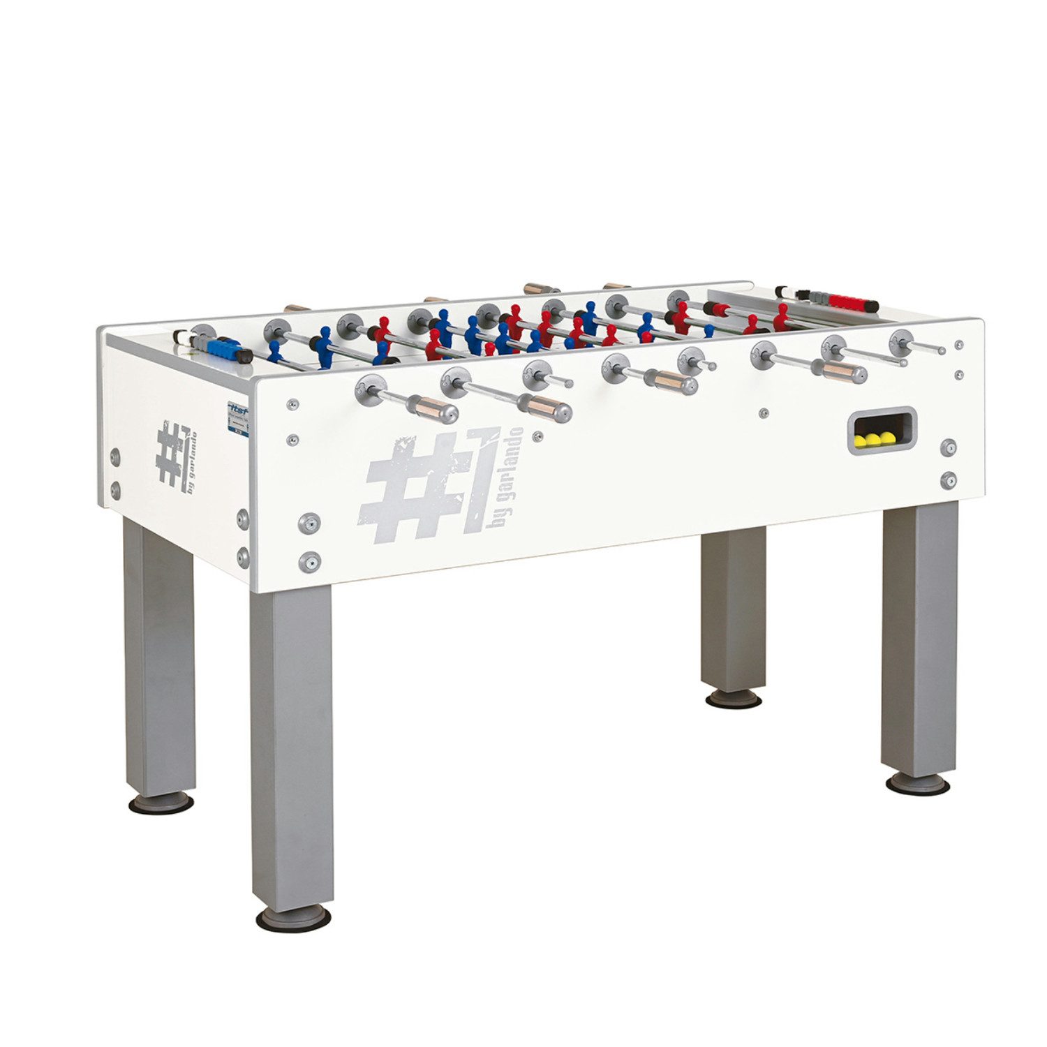 Garlando Tischfußballspiel Kickertisch ITSF Number 1 (weiß / silber), 143 x 125 x 92 cm