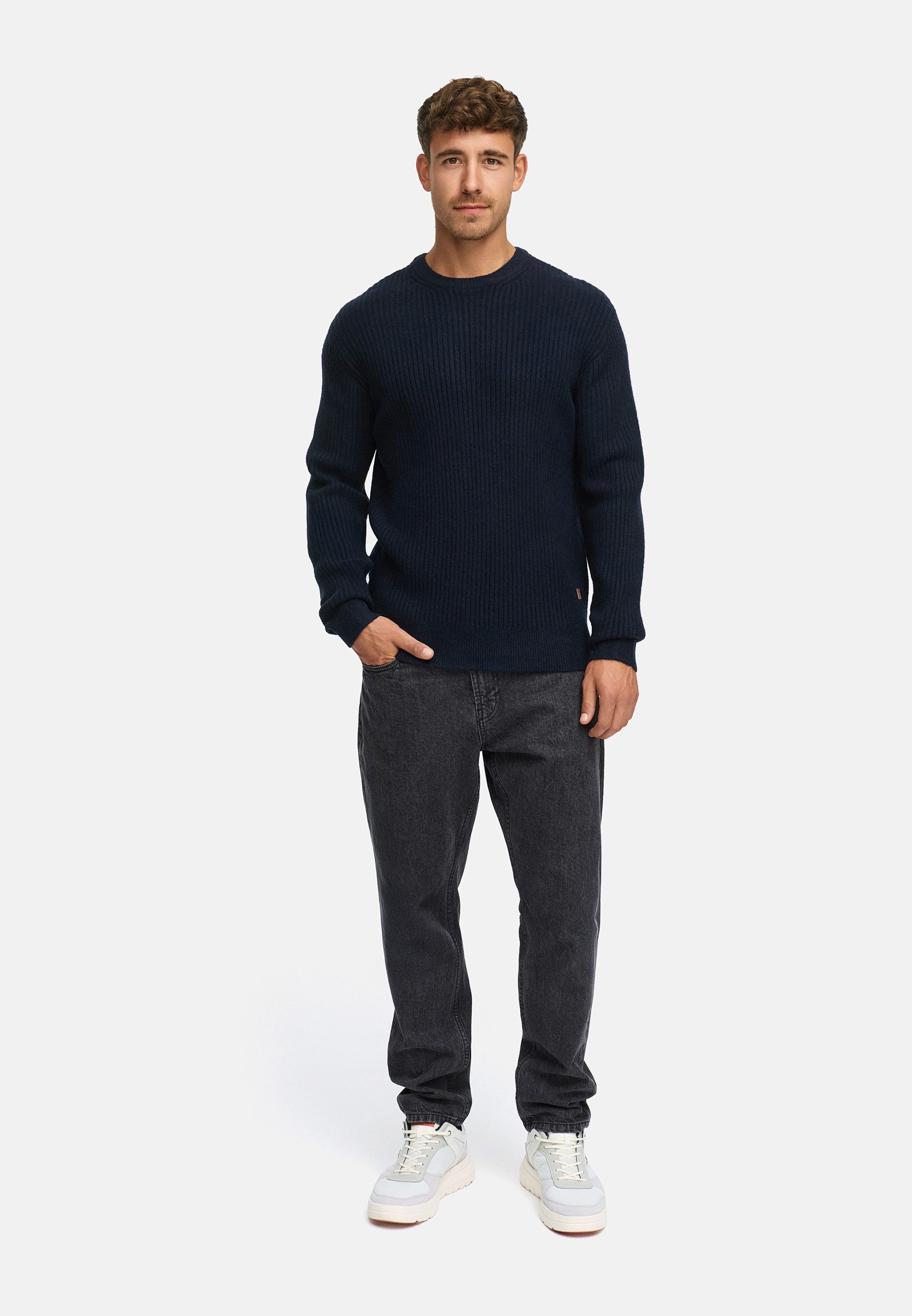 Indicode Strickpullover Herren INPeace O-Neck Pullover Herrenpullover mit Rundhalsausschnitt und klassischem Grobstrickmuster