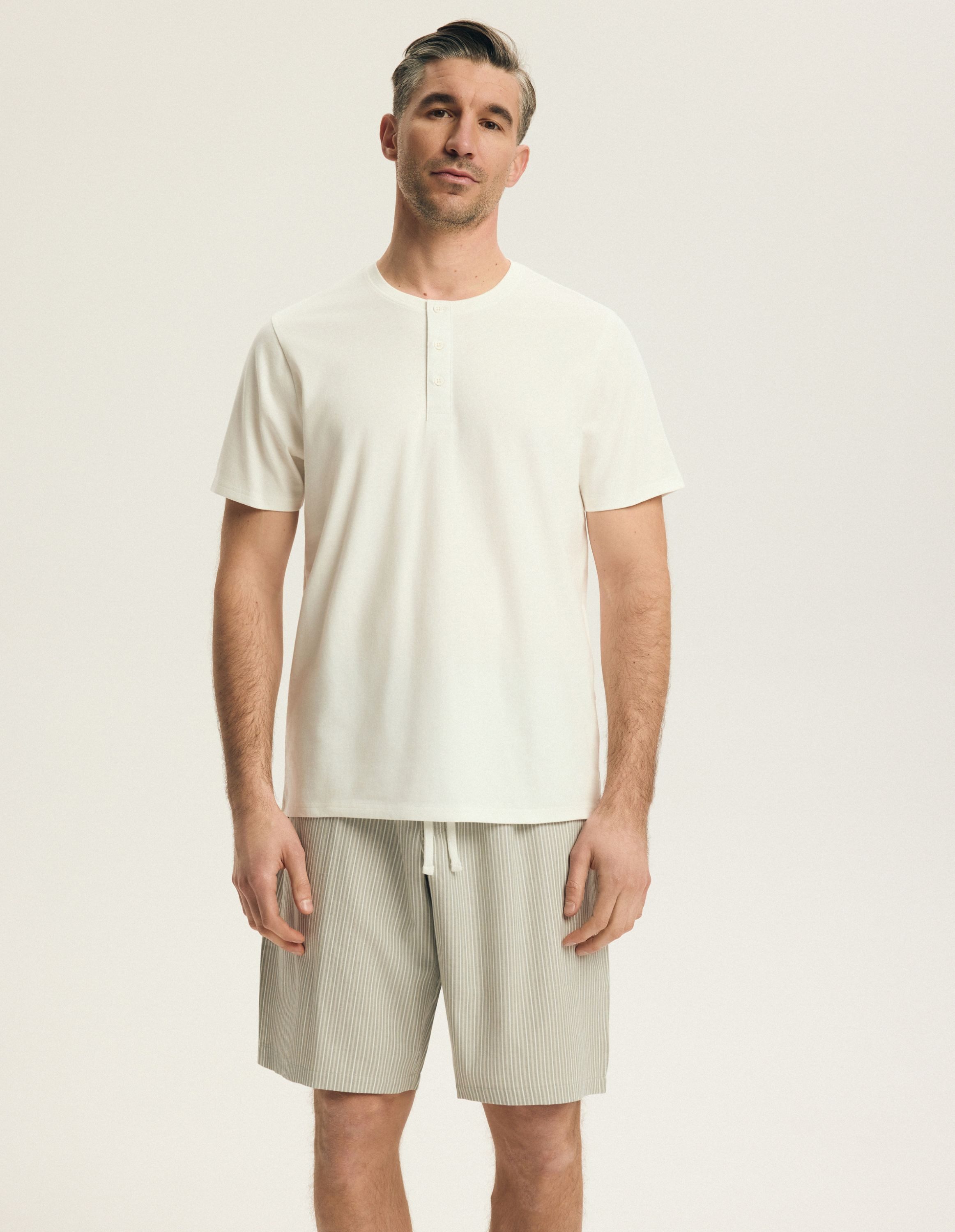Schlafanzug Schlafanzug Shorty Kurzarm Rundhalsausschnitt Shorts Baumwolle Nigri