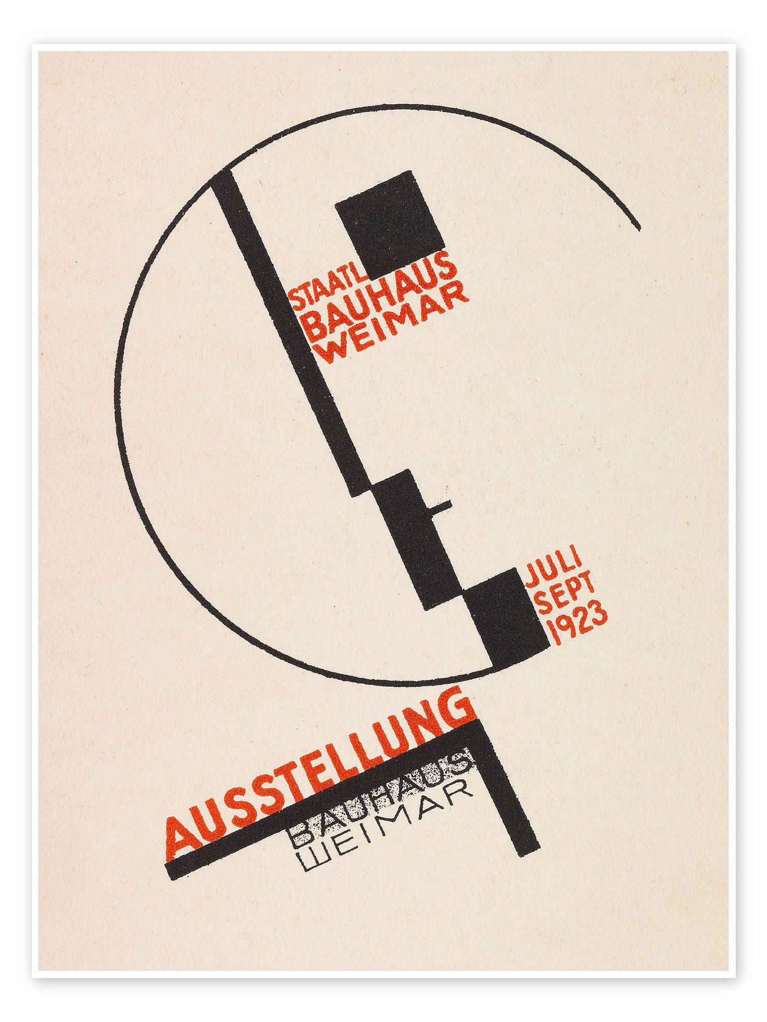 Posterlounge Poster Exhibition Posters, Ausstellung Bauhaus Weimar, Postkarte, 1923, Vintage Illustration
