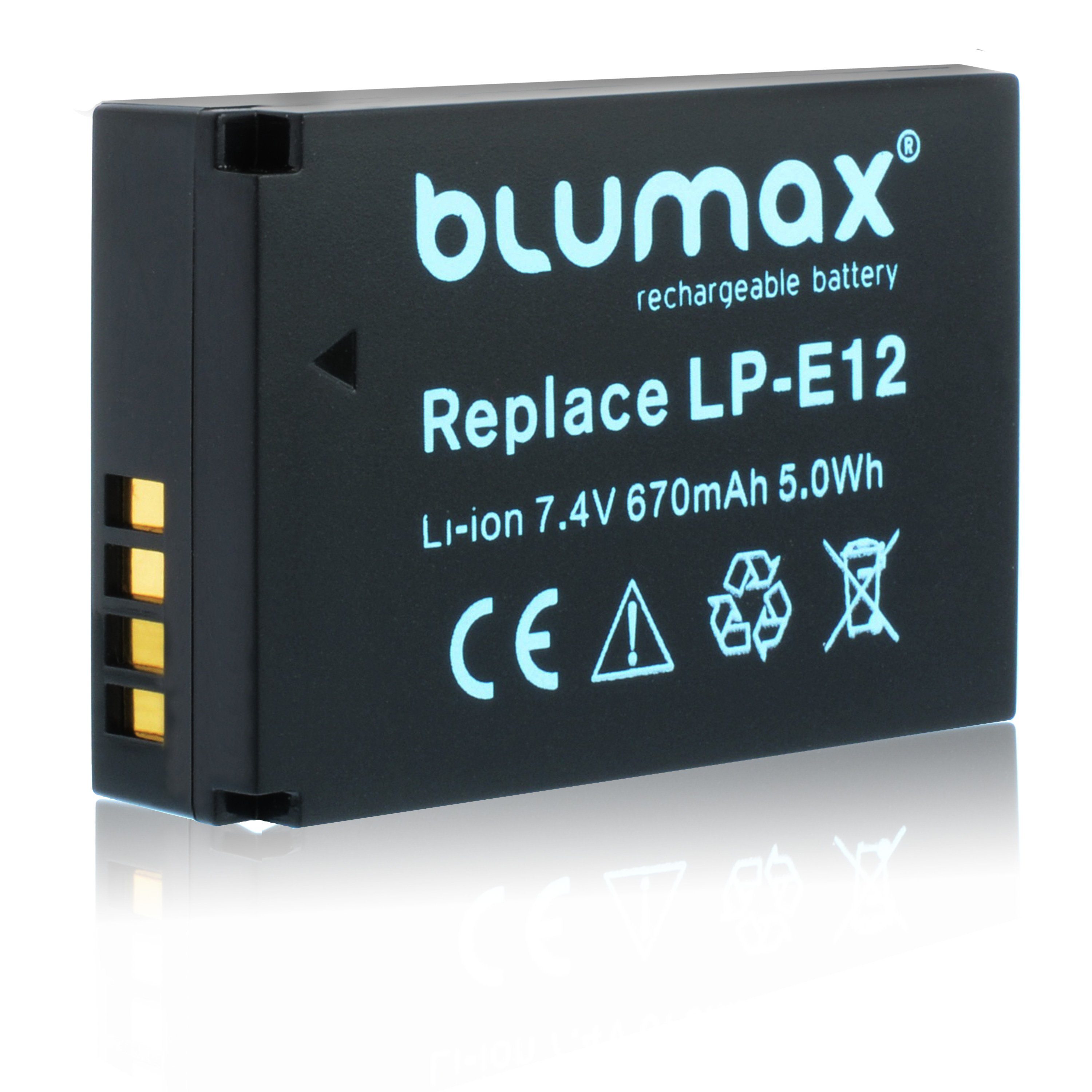 Blumax 2x LP-E12 EOS,M200,M100, M50,EOS 100D 670 mAh Kamera-Akku