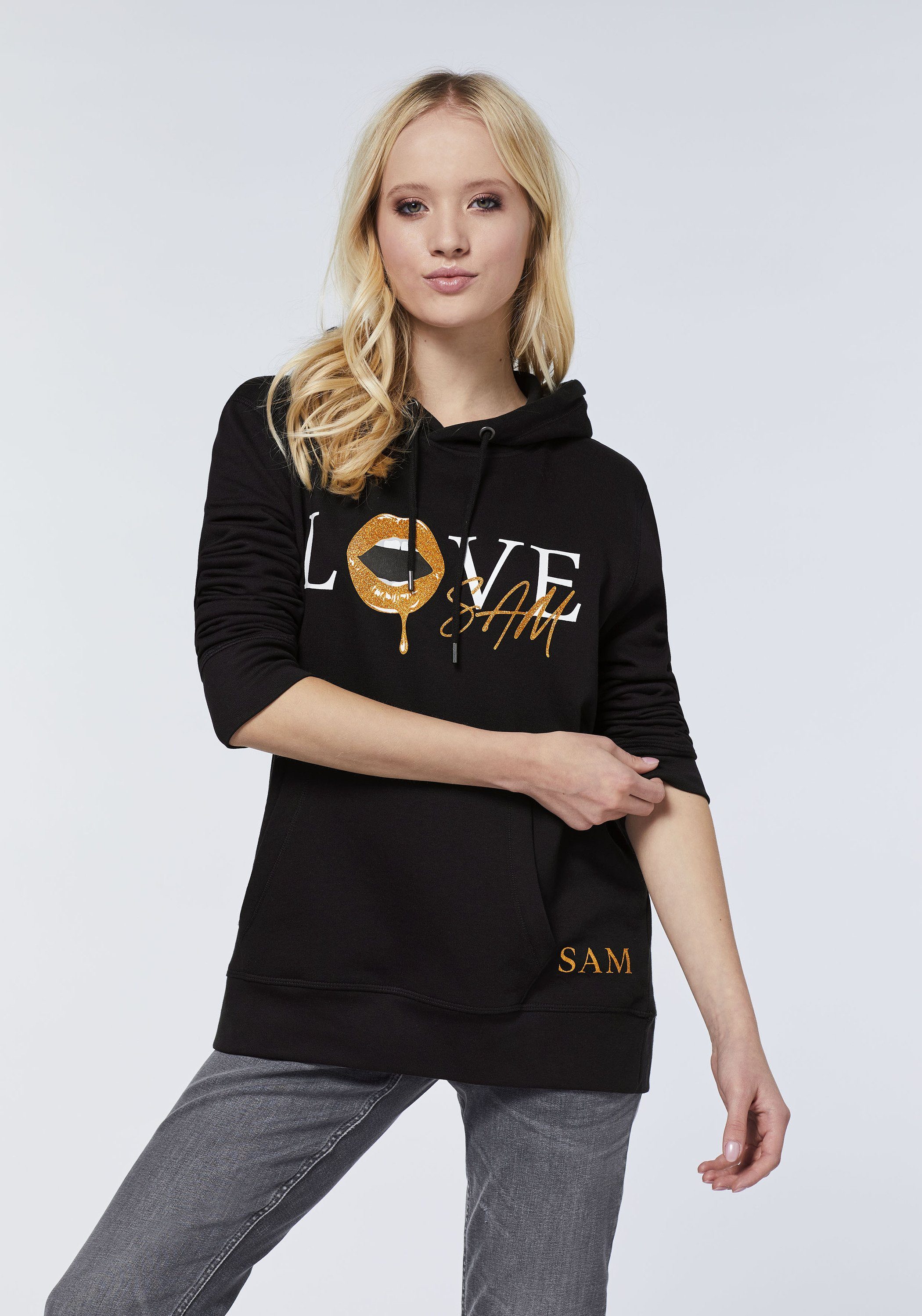 Frontprint LOVE-SAM- mit Black 19-3911 Beauty Uncle Sam Kapuzensweatshirt
