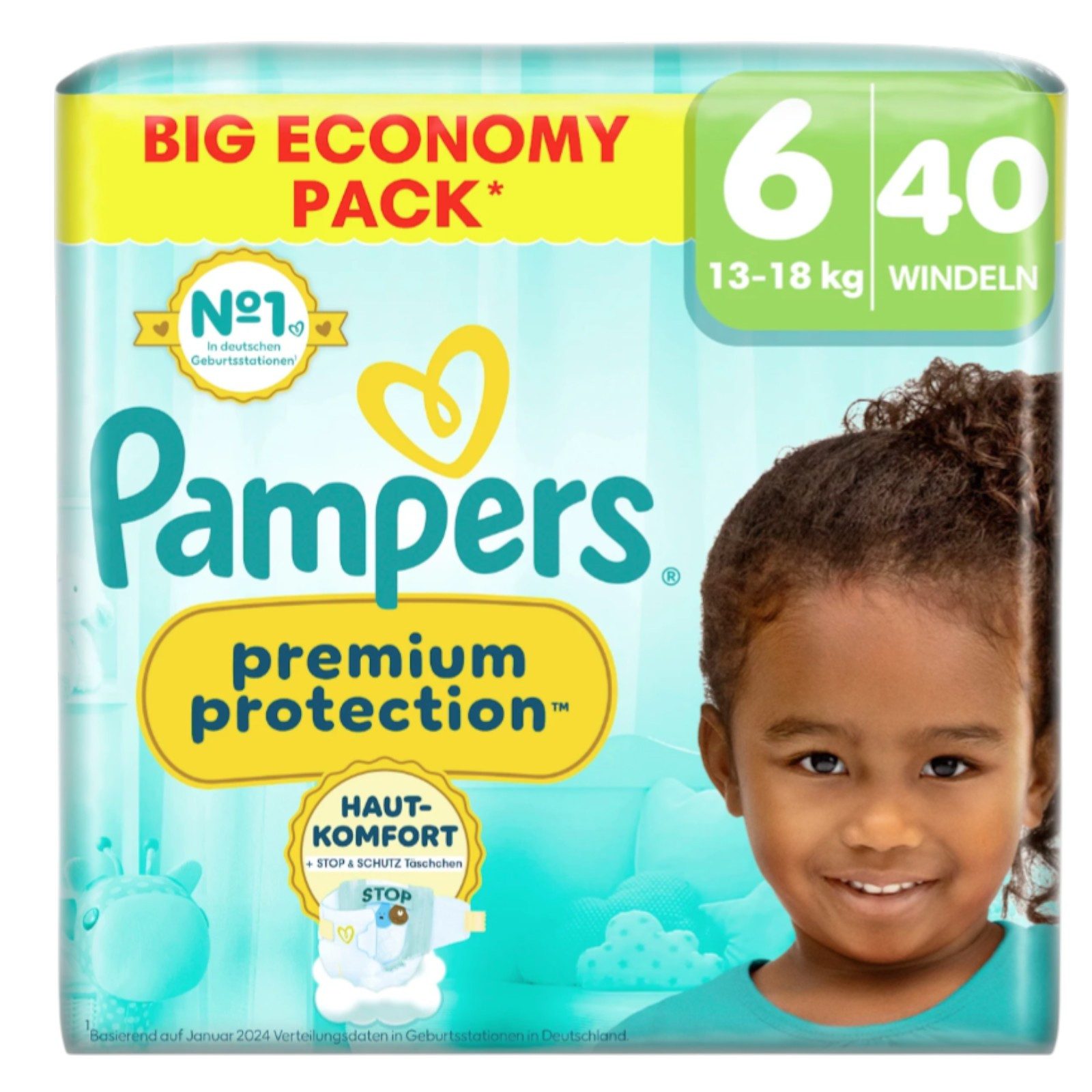 Pampers Windeln Premium Protection Gr.6 Extra Large (13-18 kg), Big Pack, 40 St
