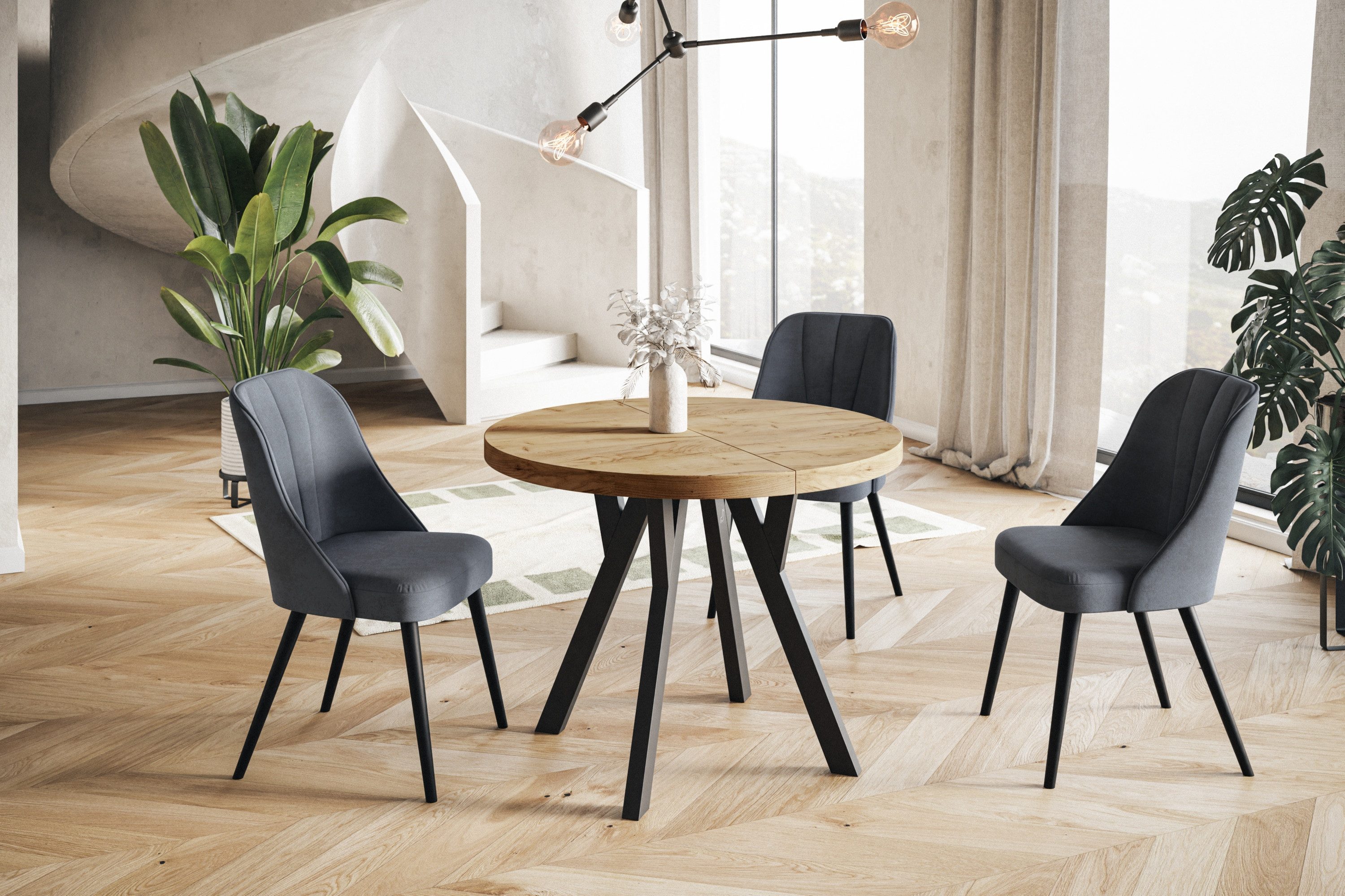 Alpi-Möbel Esstisch Wohnzimmertisch - Ausziehbarer runder Tisch 80-120 cm - günstig online kaufen