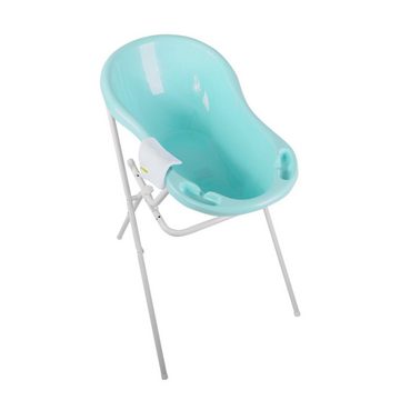 KiNDERWELT Babybadewanne Badewanne 84 aquamarin + Ständer + Waschhandschuh, (3er Set)