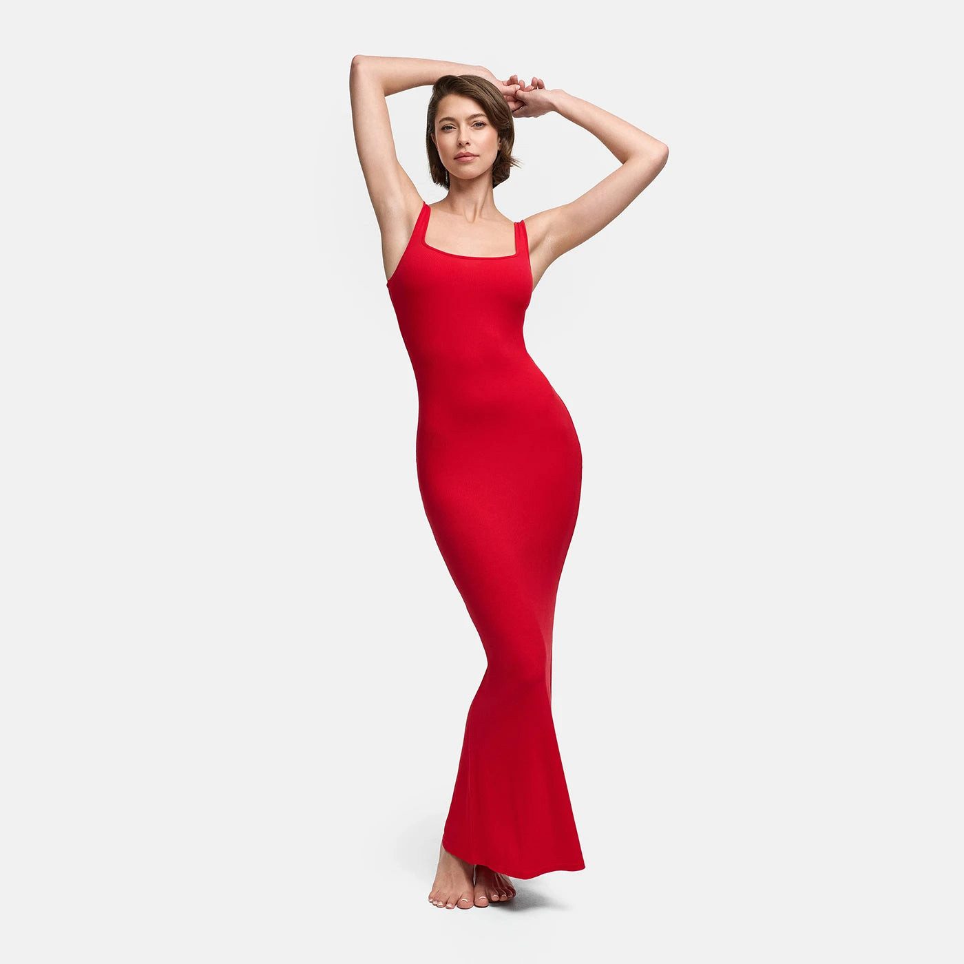 Jerseykleid Ribbed Tank Top Maxikleid-Fire Red-M