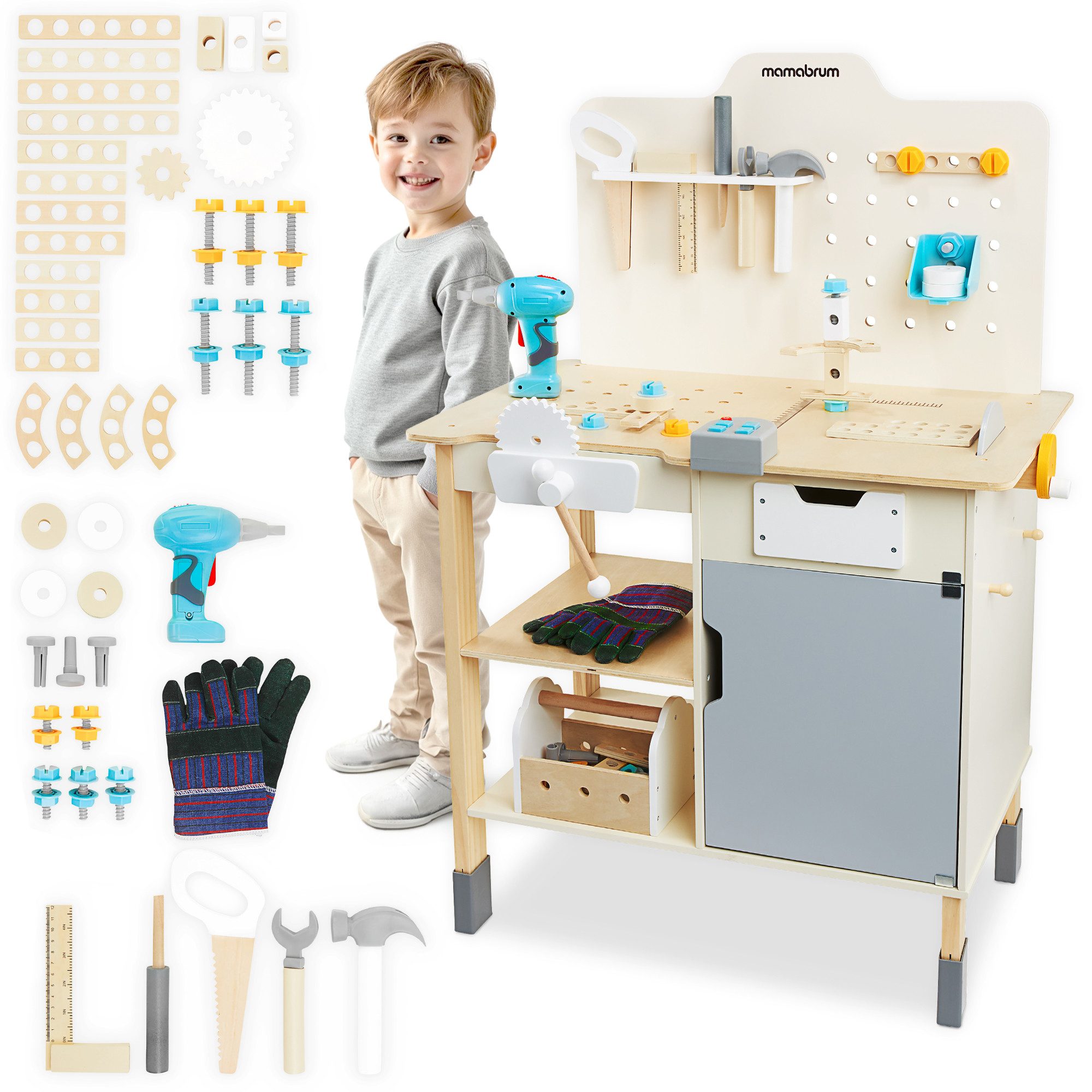 Mamabrum Spielwerkbank XXL Multifunktionale Holz-Werkbank für günstig online kaufen