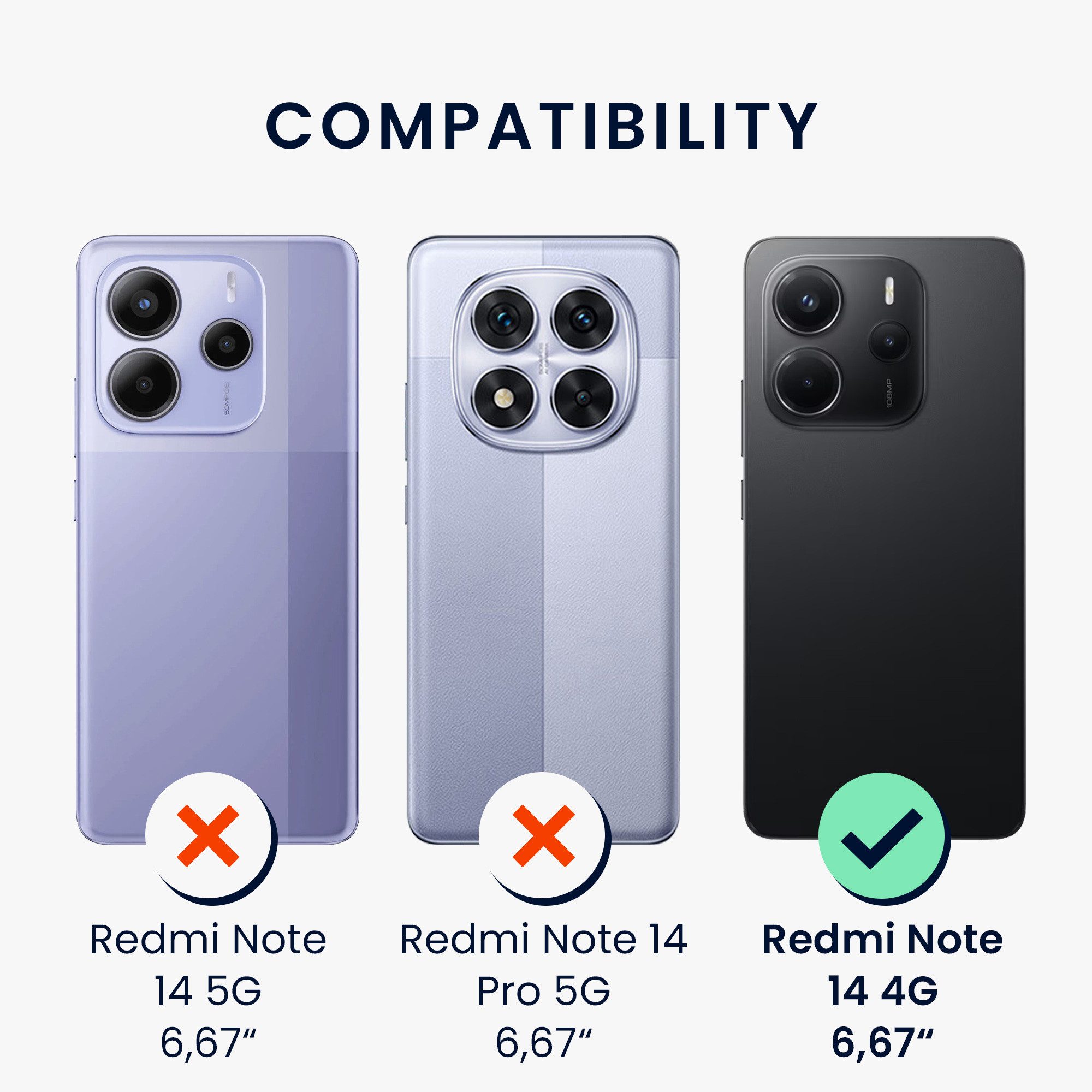 kwmobile Handyhülle Handyhülle für Xiaomi Redmi Note 14 4G (Nicht für 5G) Hülle, Weiches Handy Silikon Case - Schutzhülle Cover