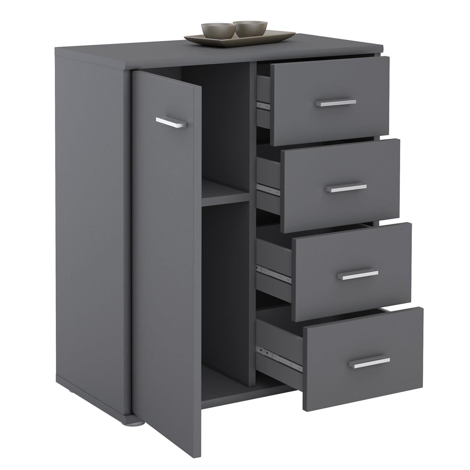 CARO-Möbel Highboard TIRANO, Kommode Highboard Mehrzweckschrank für Büro De günstig online kaufen