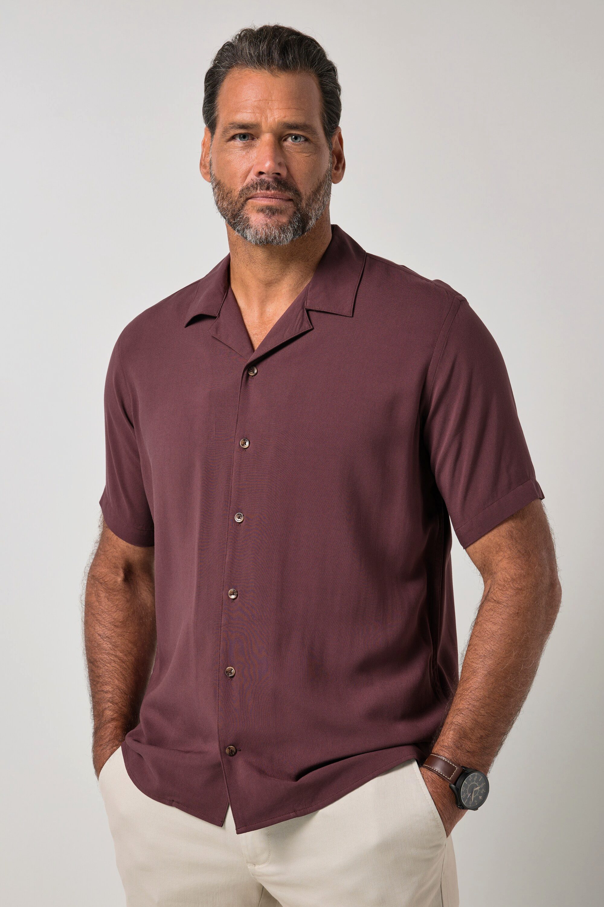 JP1880 Kurzarmhemd Hemd Halbarm Cuba-Kragen Cuba Fit