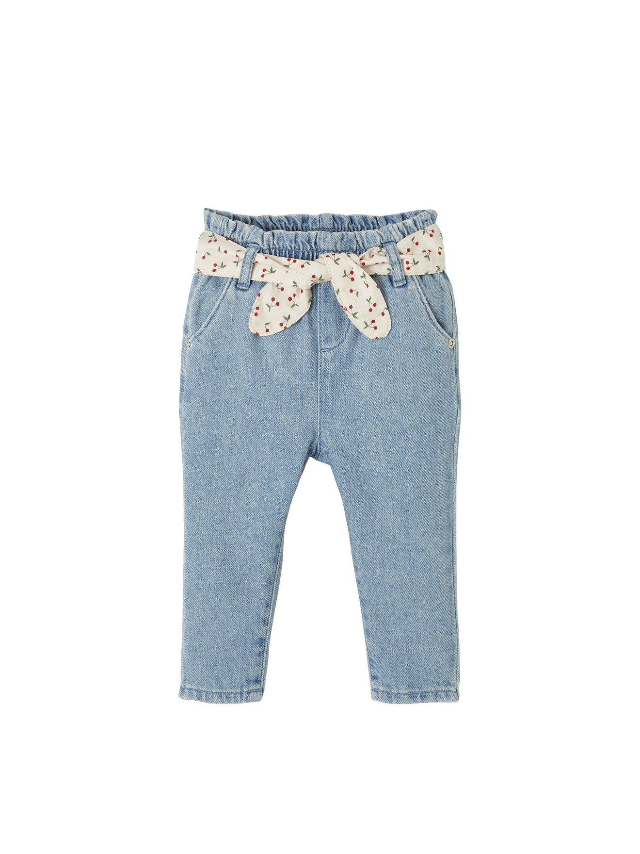 vertbaudet Regular-fit-Jeans Mädchen Baby Jeans mit Stoffgürtel