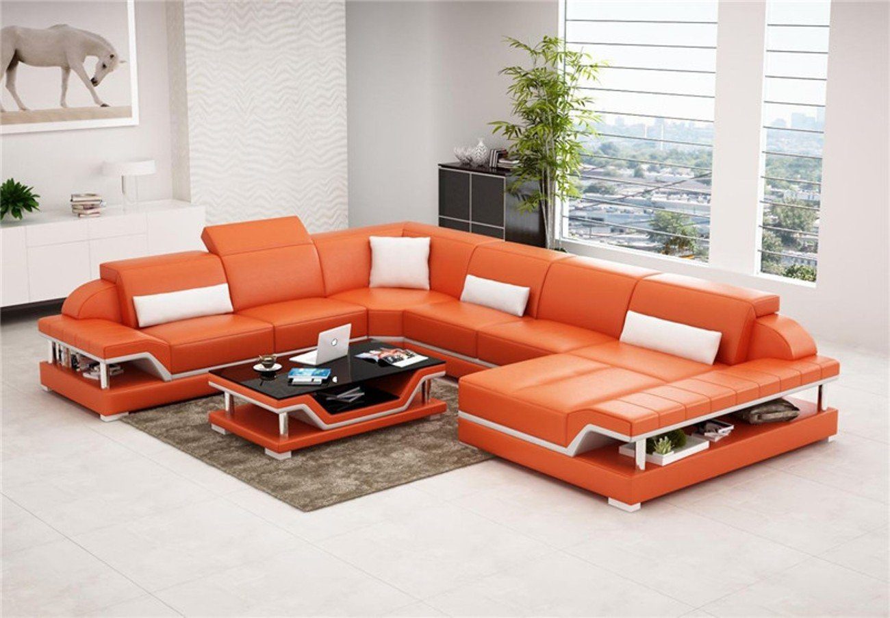 Ecksofa, Modern JVmoebel Sofa Orange Ecksofa Couch Garnitur Polster Design