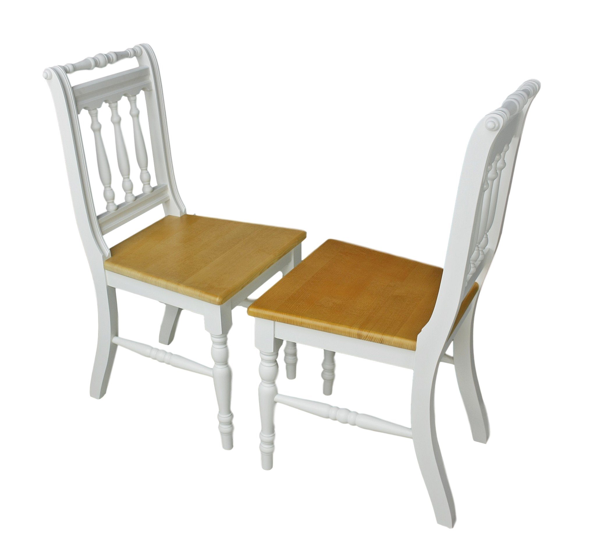 OTTO Holz massiv Stuhl massiv Esszimmerstuhl 2x Landhaus weiß braun elbmöbel Cottage braun weiß SET Holzstuhl SET, Küchenstuhl Holzstuhl