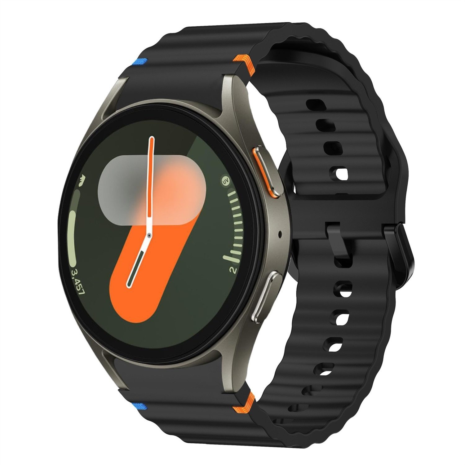 Smartwatch-Armband Für Samsung Galaxy Watch 7 44 / 40mm Silikon Design Arm Band Schwarz