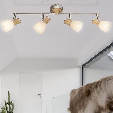 Globo LED Deckenleuchte, Leuchtmittel nicht inklusive, Holz Decken Strahler Leuchte Wohn Zimmer Beleuchtung Glas Spot Lampe