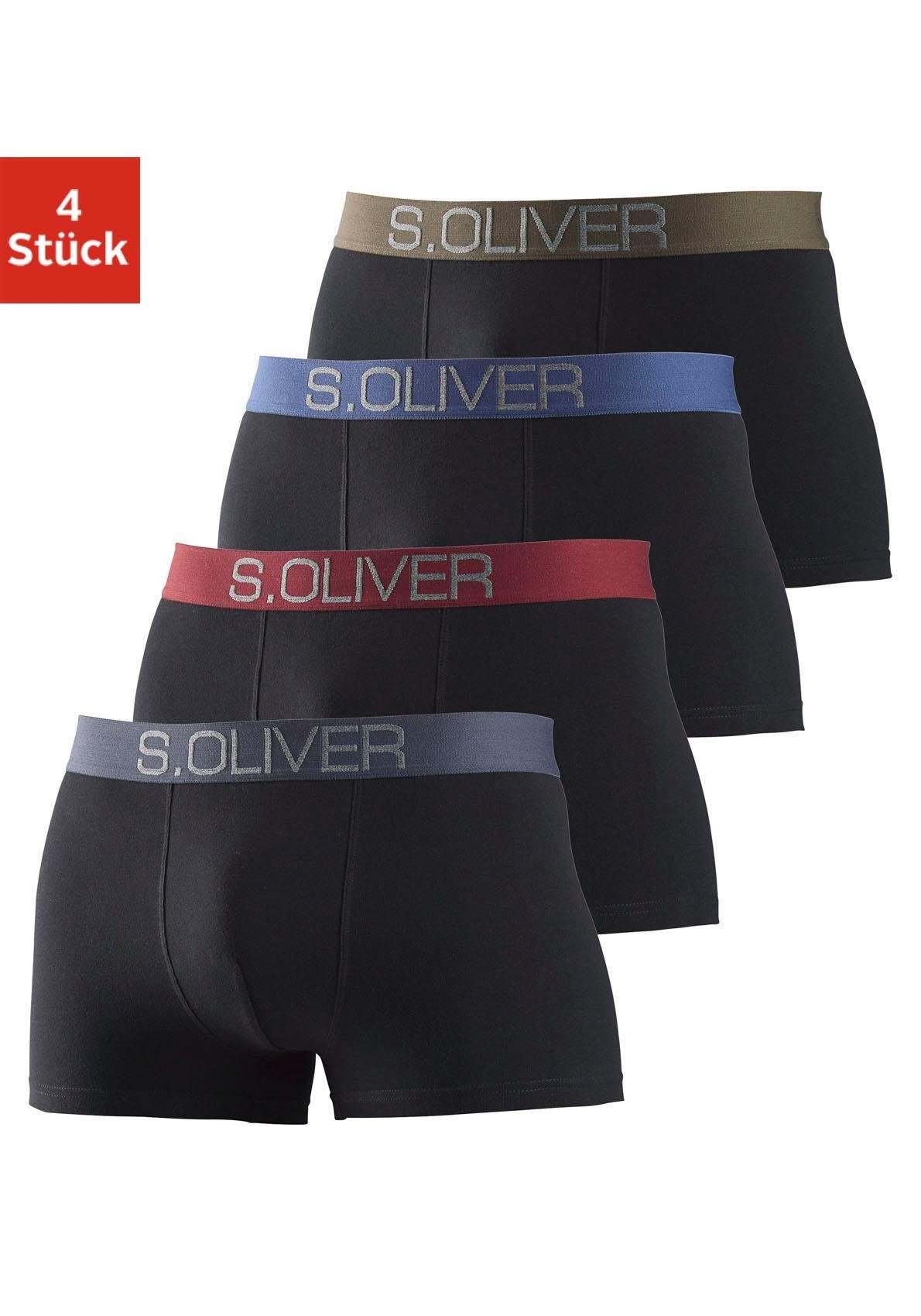 s.Oliver Boxer Boxershorts für Herren (Packung, 4-St) mit kontrastfarbenem Webbund