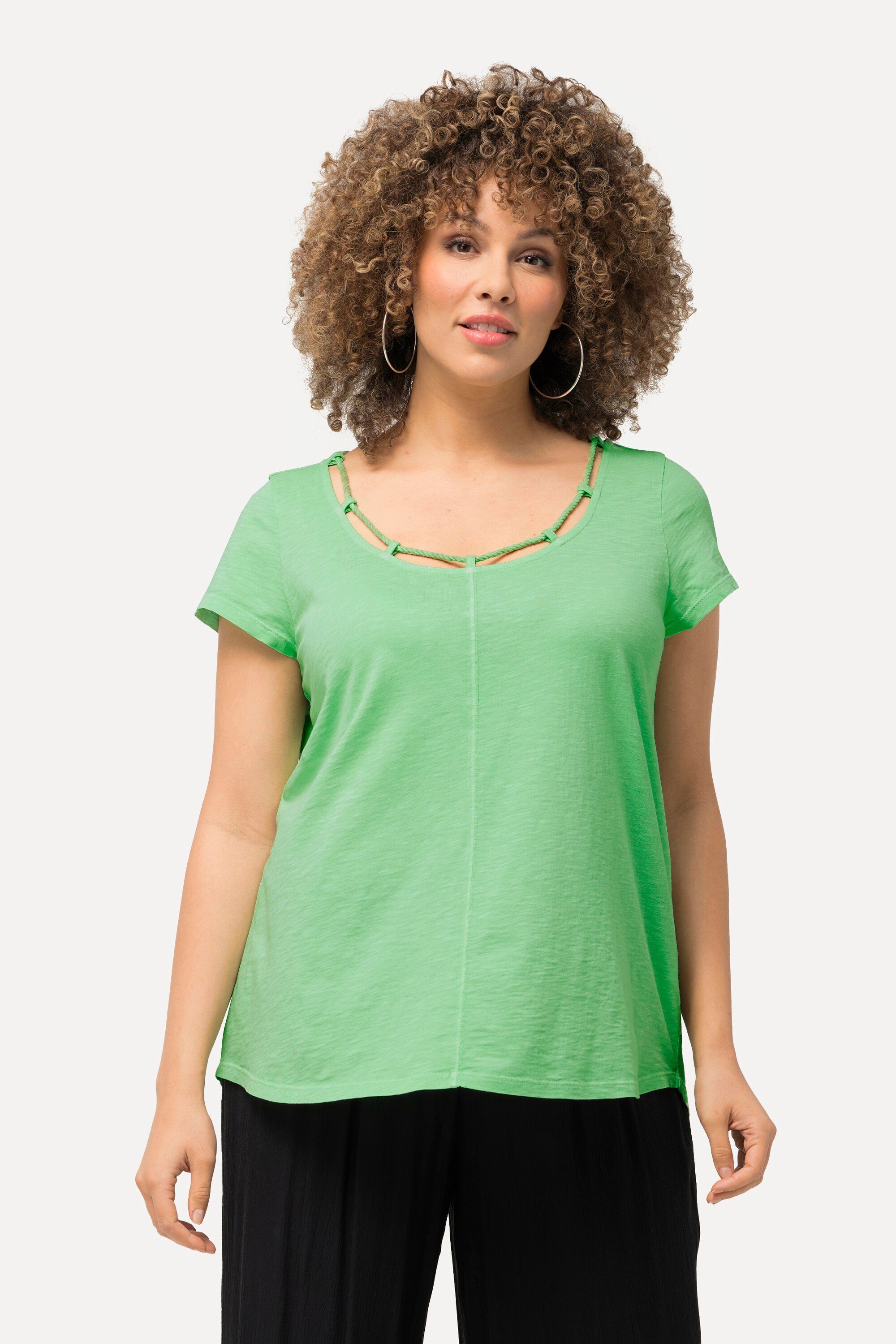 Ulla Popken T-Shirt T-Shirt Kordel A-Linie günstig online kaufen