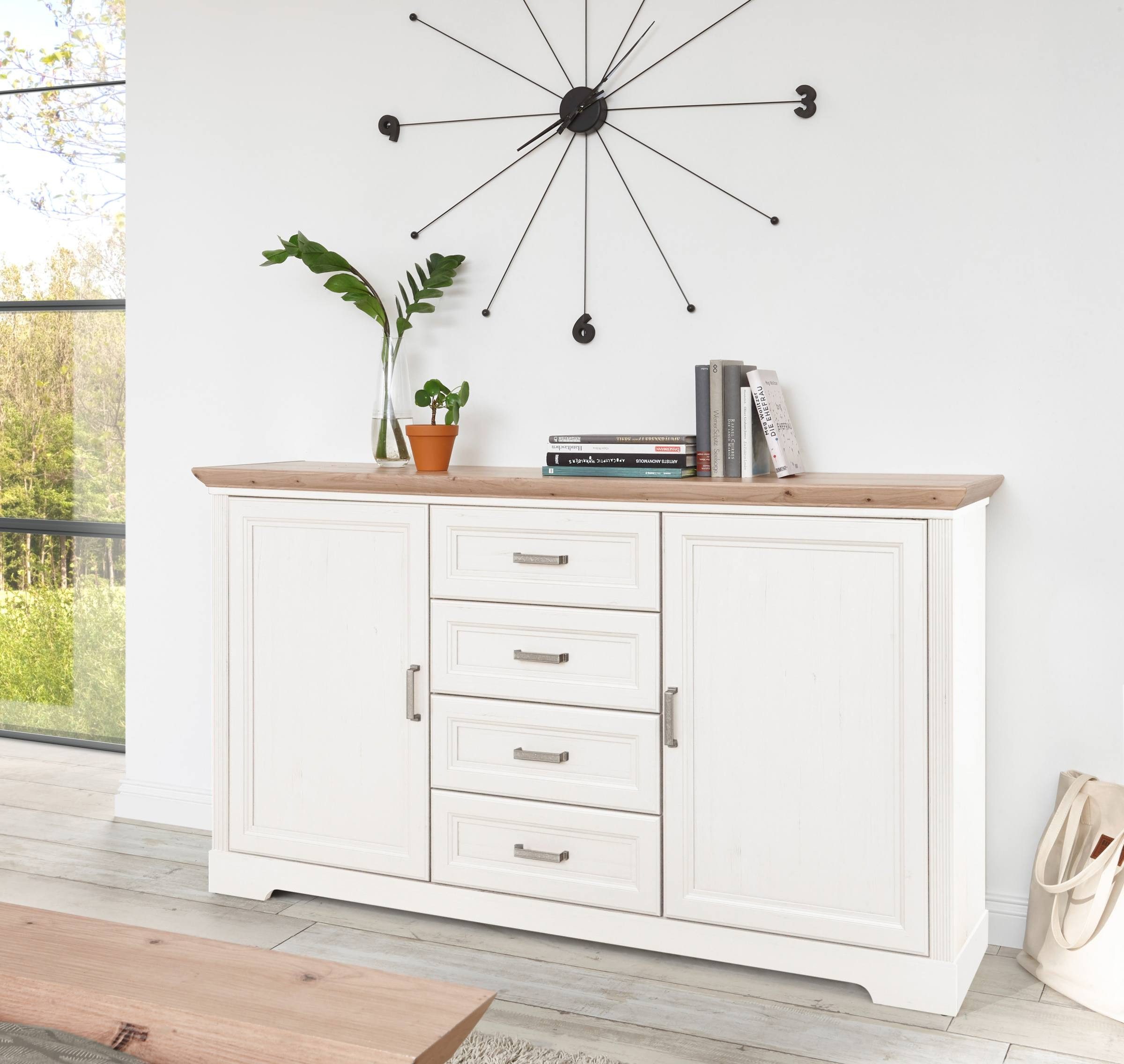 Schlafkontor Sideboard Sideboard Kommode JASMIN Pinie weiß Nachbildung