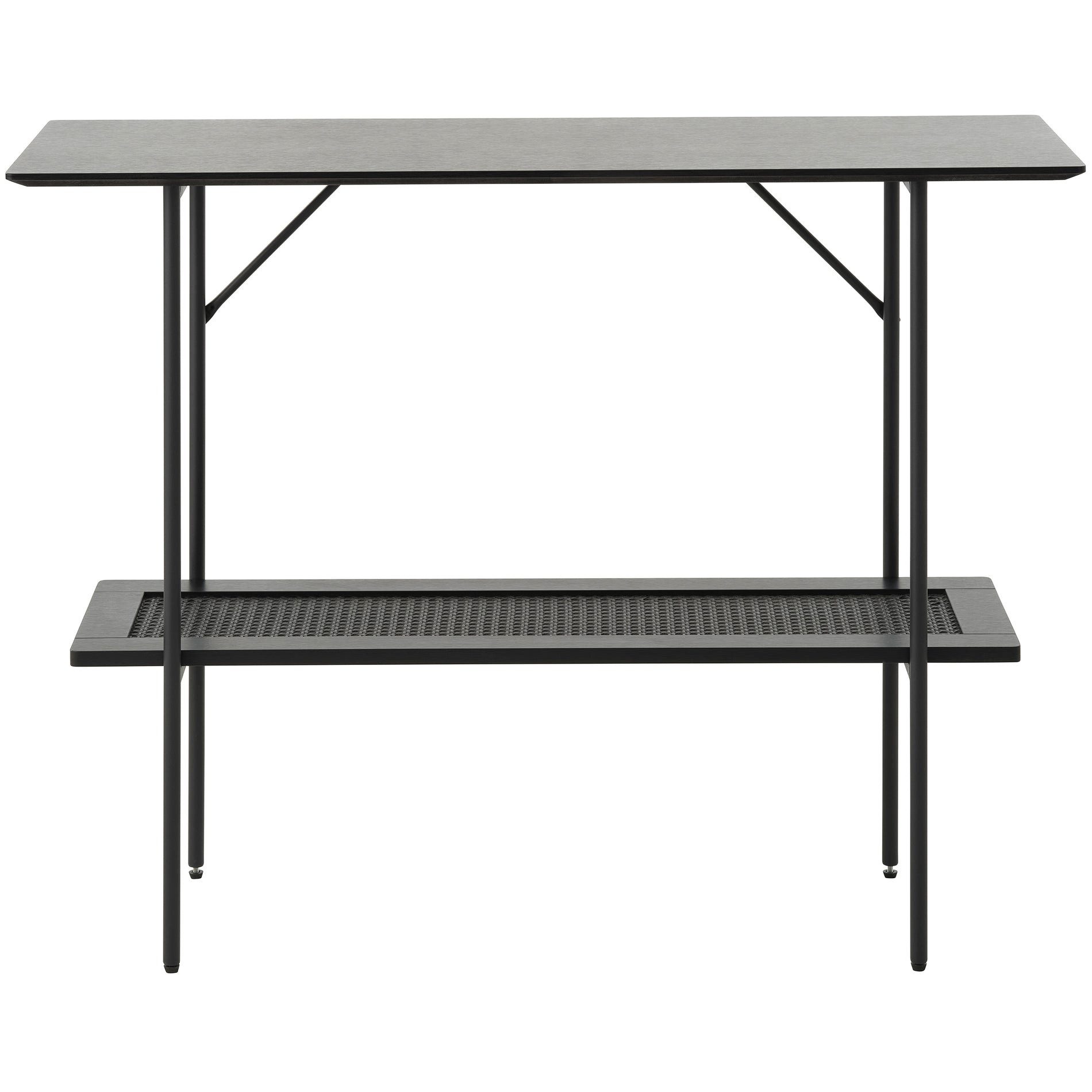 Selsey Konsolentisch MOGEST, Konsole mit Ablage, Wiener Geflecht, Metallbeine, Eiche schwarz